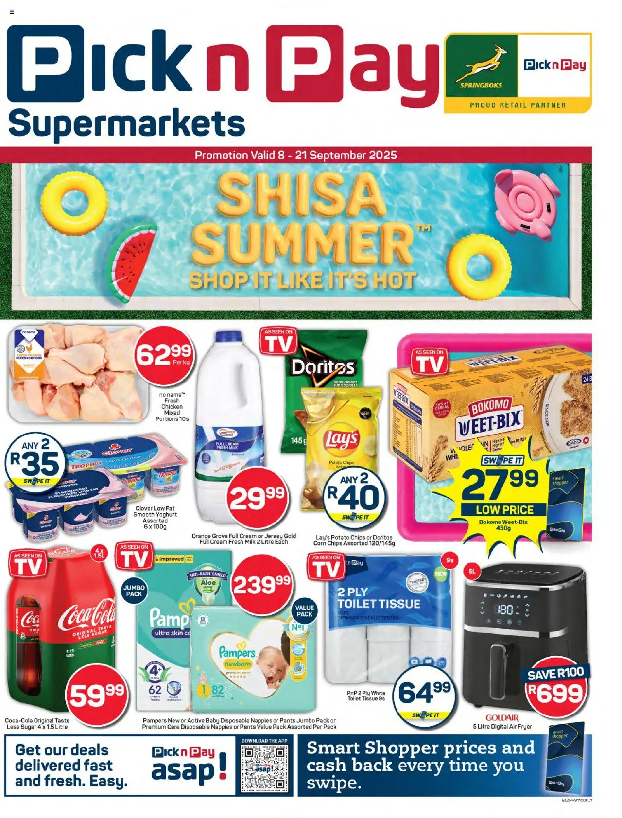 New Pick n Pay catalogue – valid from 08.09.2025 | Page: 1 | Products: Yoghurt, Toilet, Air fryer, Cream