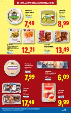 Noul catalog Lidl – valabil de la 22.09.2025 | Pagină: 23 | Produse: Hacıyatmaz Kedi Oyuncağı, Roșii, Paste, Sare
