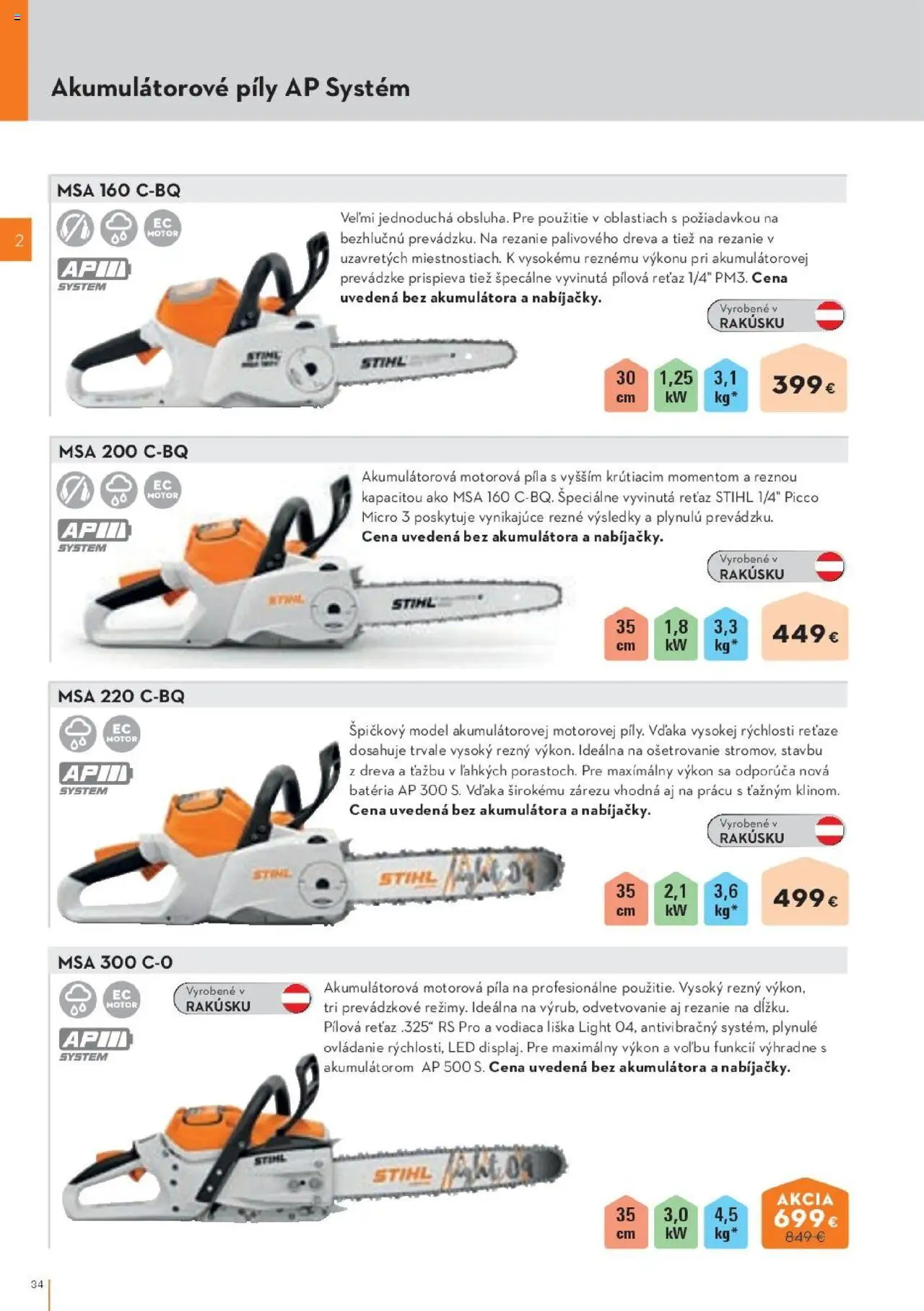 Nové STIHL akcie – leták je platný od 29.09.2025 | Strana: 34 | Produkty: Motorová píla, Píla, Led