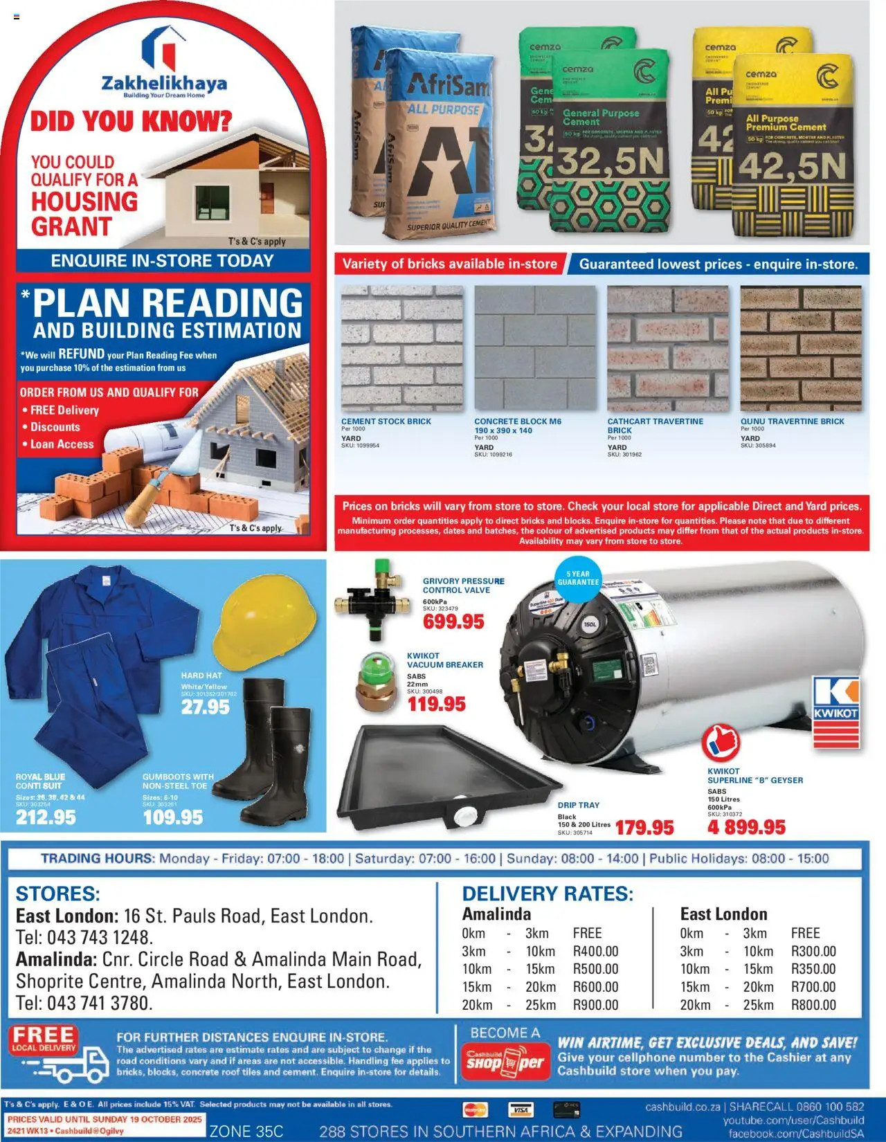 New Cashbuild catalogue – valid from 22.09.2025 | Page: 4 | Products: Suit, Hat, Plaster, Cement