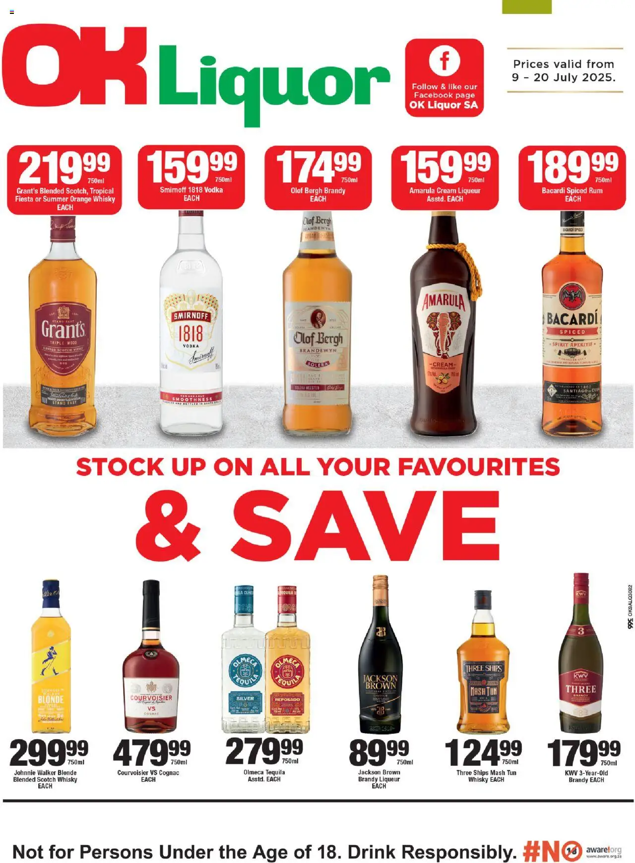 OK Foods Northen Cape - OK Liquor │ valid from 09.07.2025 | Page: 1 | Products: Brandy, Cream, Vodka, Stock