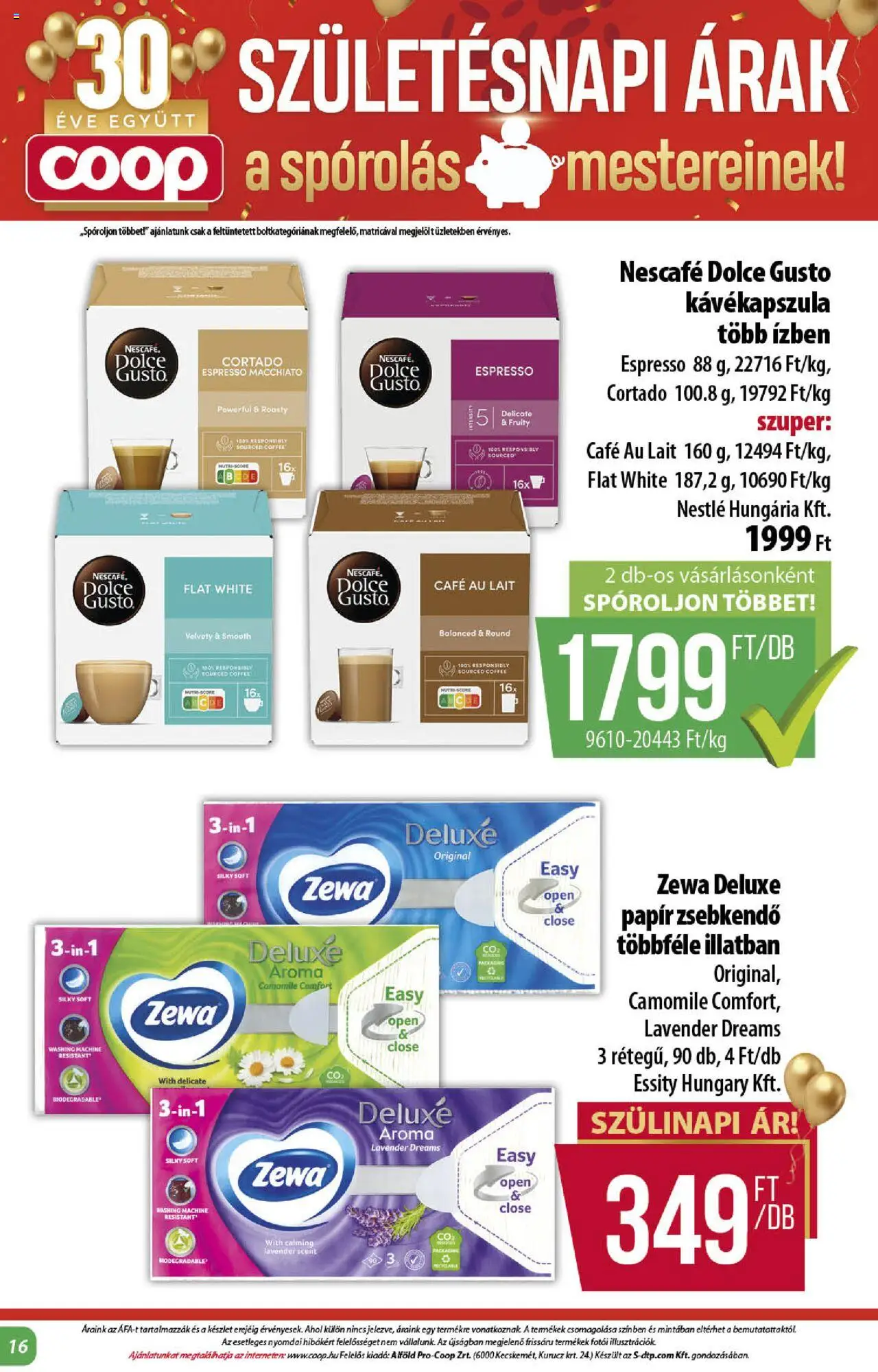 COOP akciós ujság - amely érvényes a következő dátumtól: 21.08.2025 | Oldal: 16 | Termékek: Dolce Gusto, Nescafé, Kávékapszula