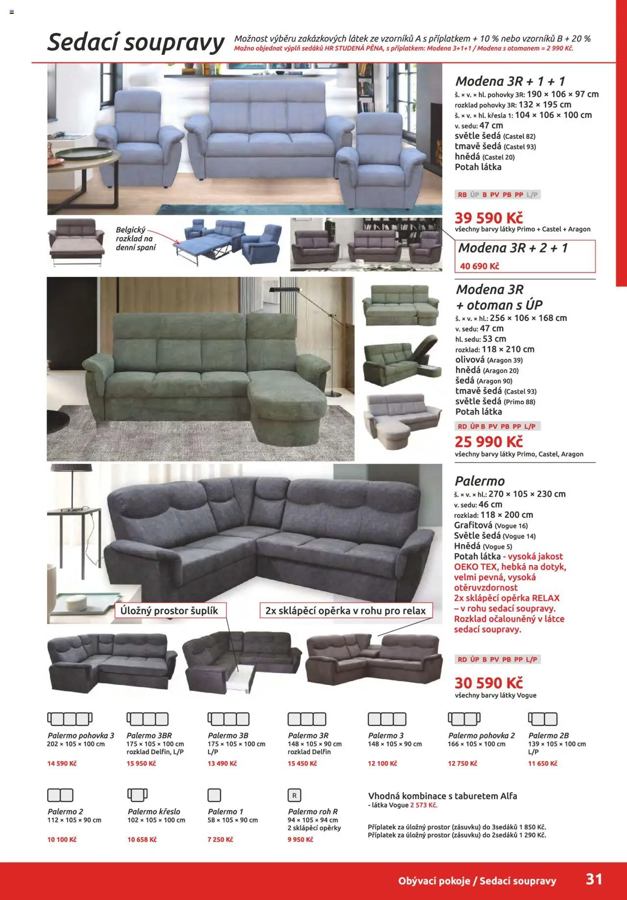 ORFA nábytek katalog 2025-2026 od 01.10.2025 | Strana: 31 | Produkty: Křesla, Pohovka, Křeslo, Barvy