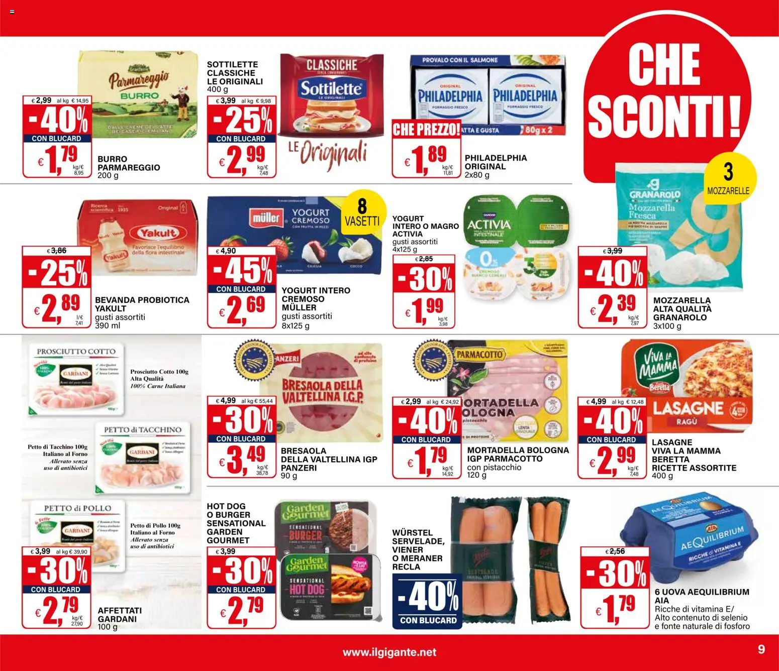 Volantino Il Gigante del 29.01.2026 | Pagina: 9 | Prodotti: Uova, Salmone, Mozzarella, Burro