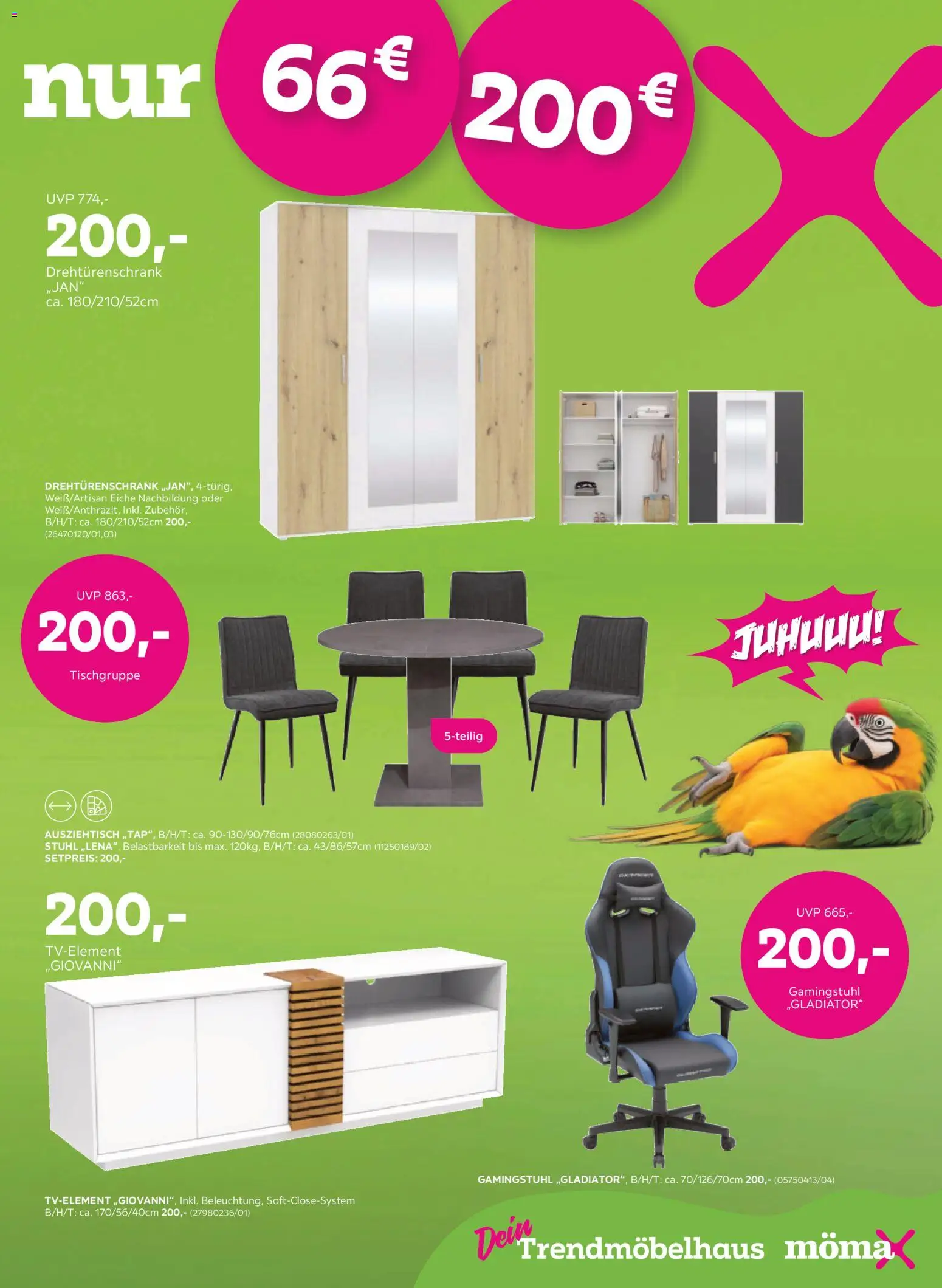 Mömax Prospekt 	 – gültig ab 19.01.2026 | Seite: 13 | Produkte: Drehtürenschrank, Stuhl, Gamingstuhl