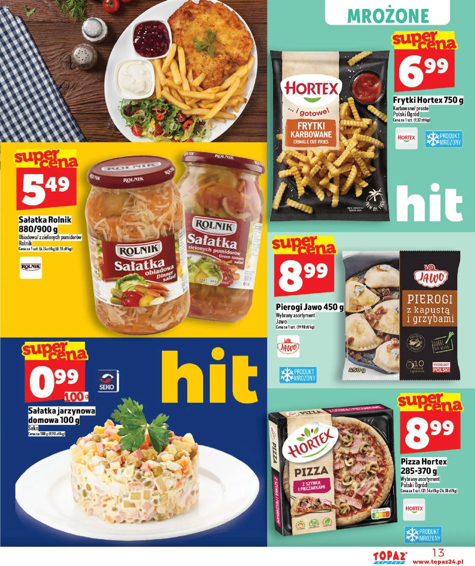 Topaz Gazetka - Express od 19.02.2026 | Strona: 13 | Produkty: Kapusta, Szynka, Frytki, Sałatka