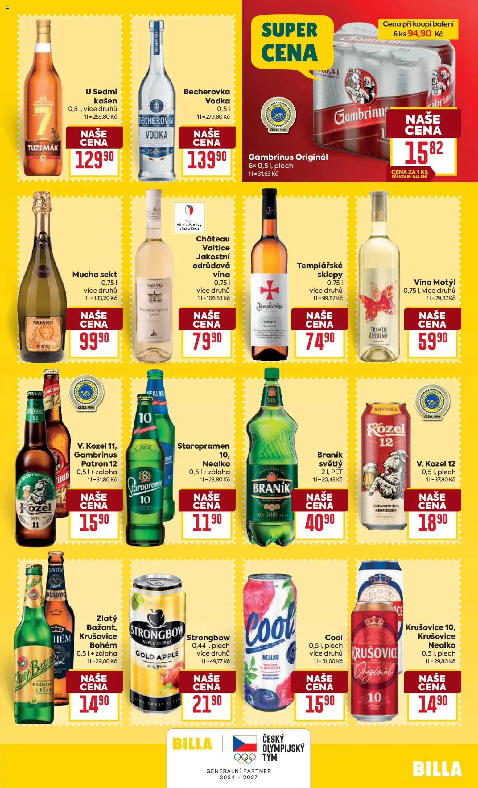 Billa Velký leták od 07.04.2026 | Strana: 25 | Produkty: Kozel, Víno Motýl, Tramín červený, Gambrinus