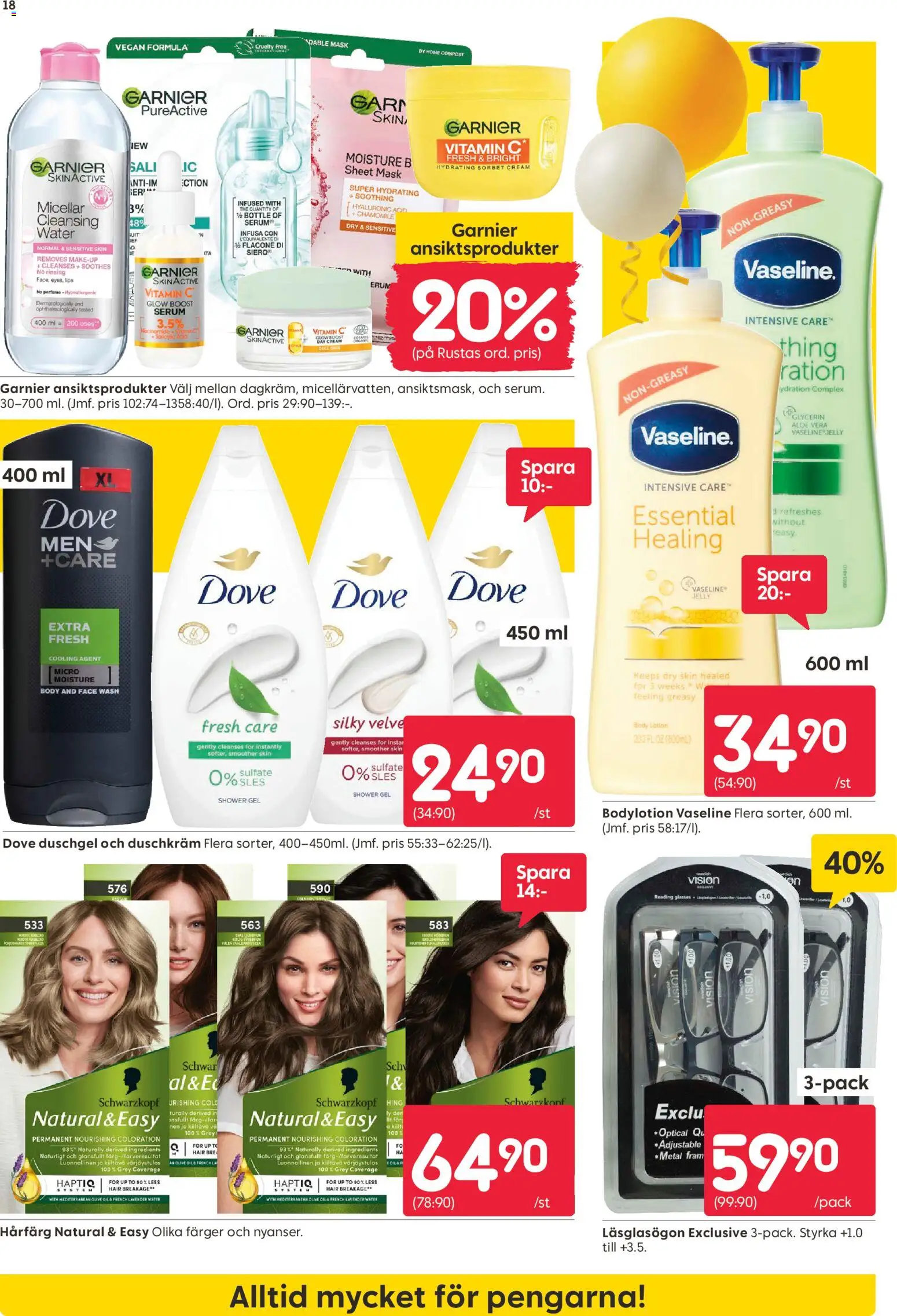 Rusta reklamblad aktuell från 20.04.2026 | Sida: 18 | Produkter: Hårfärg, Mask, Serum, Duschkräm