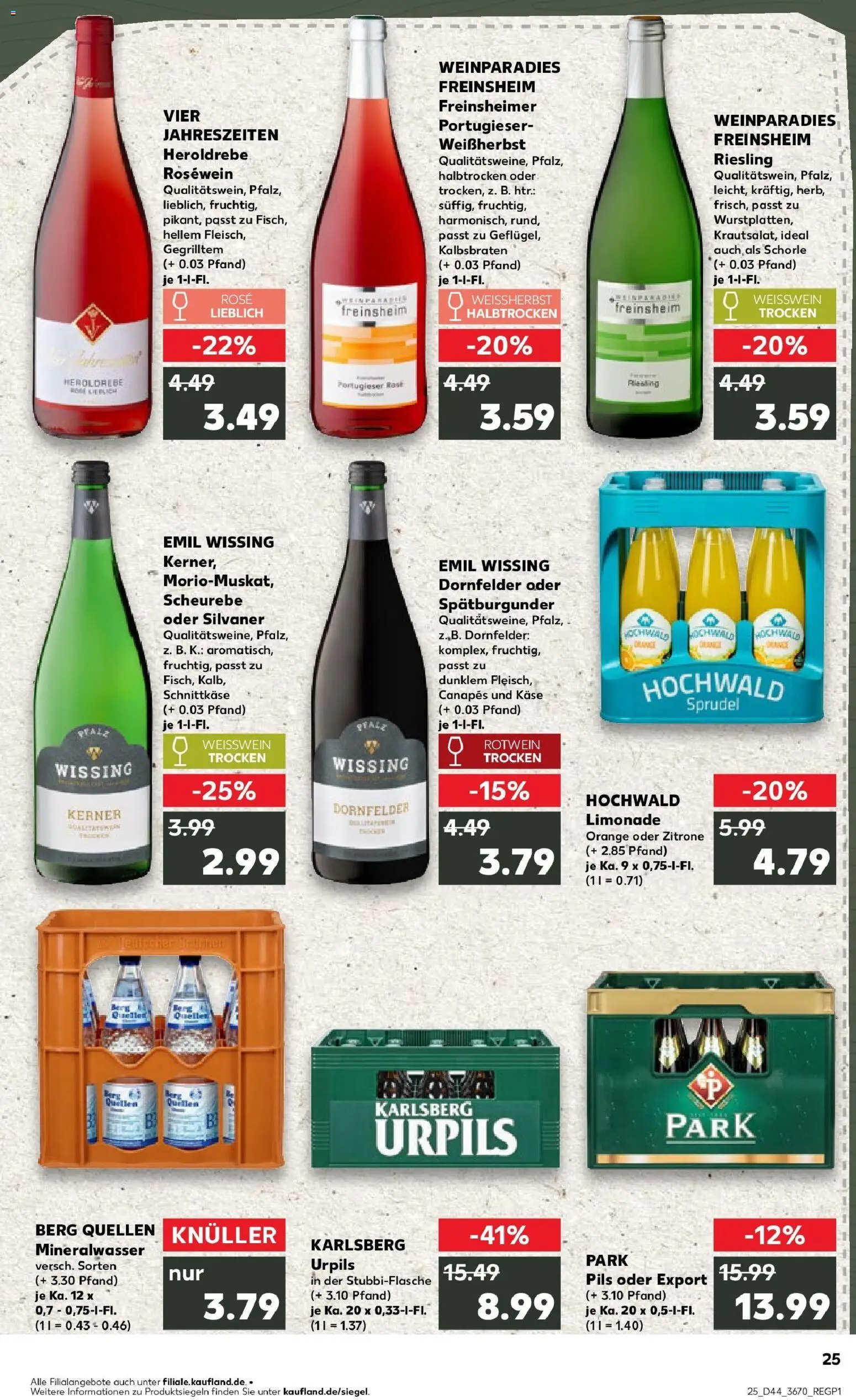 Kaufland prospekt Kaiserslautern	 – gültig ab 30.10.2025 | Seite: 25 | Produkte: Rosewein, Pils, Limonade, Mineralwasser