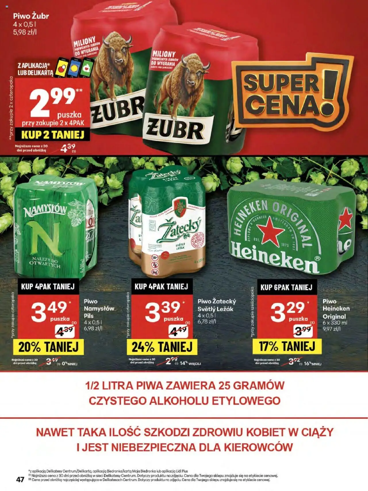 Delikatesy Centrum Gazetka - Sklepy Własne od 21.08.2025 | Strona: 47 | Produkty: Piwo żubr, Leżak, Piwo, Piwo Namysłów