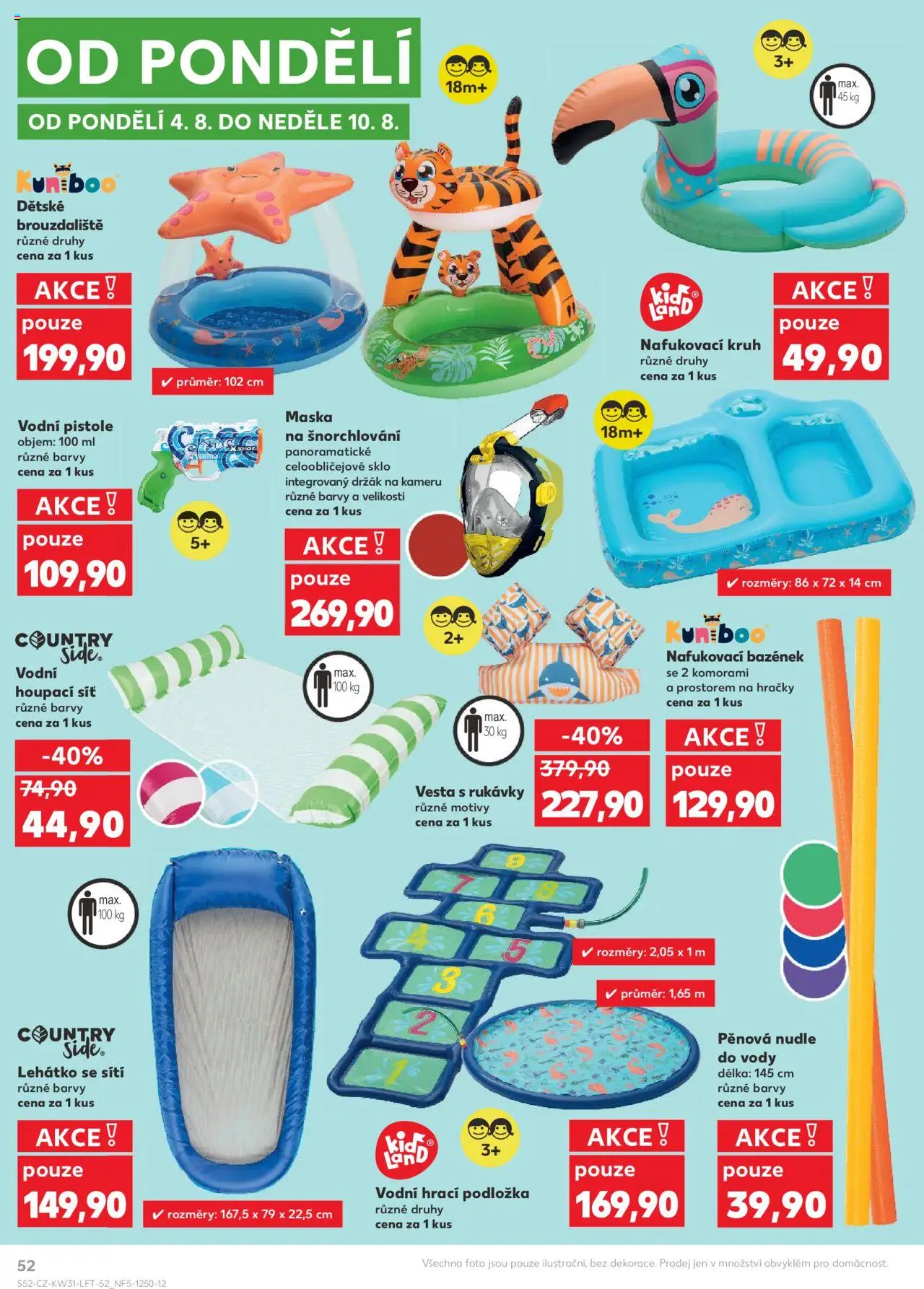 Kaufland leták - Plzeň Bory od 30.07.2025 | Strana: 52 | Produkty: Rukávky, Hračky, Lehátko, Houpací síť