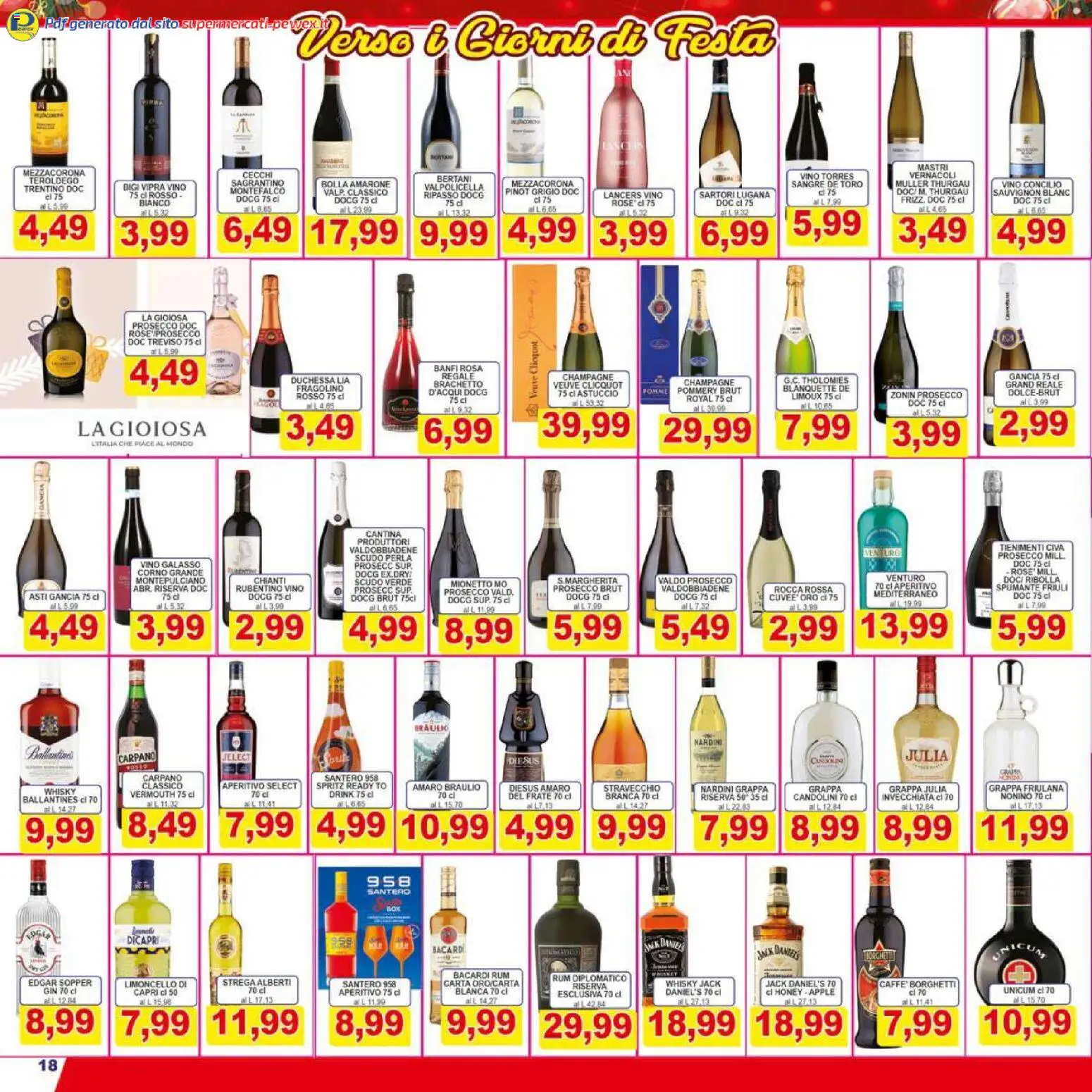 Volantino Pewex del 06.12.2025 | Pagina: 18 | Prodotti: Prosecco, Vino, Grappa, Aperitivo