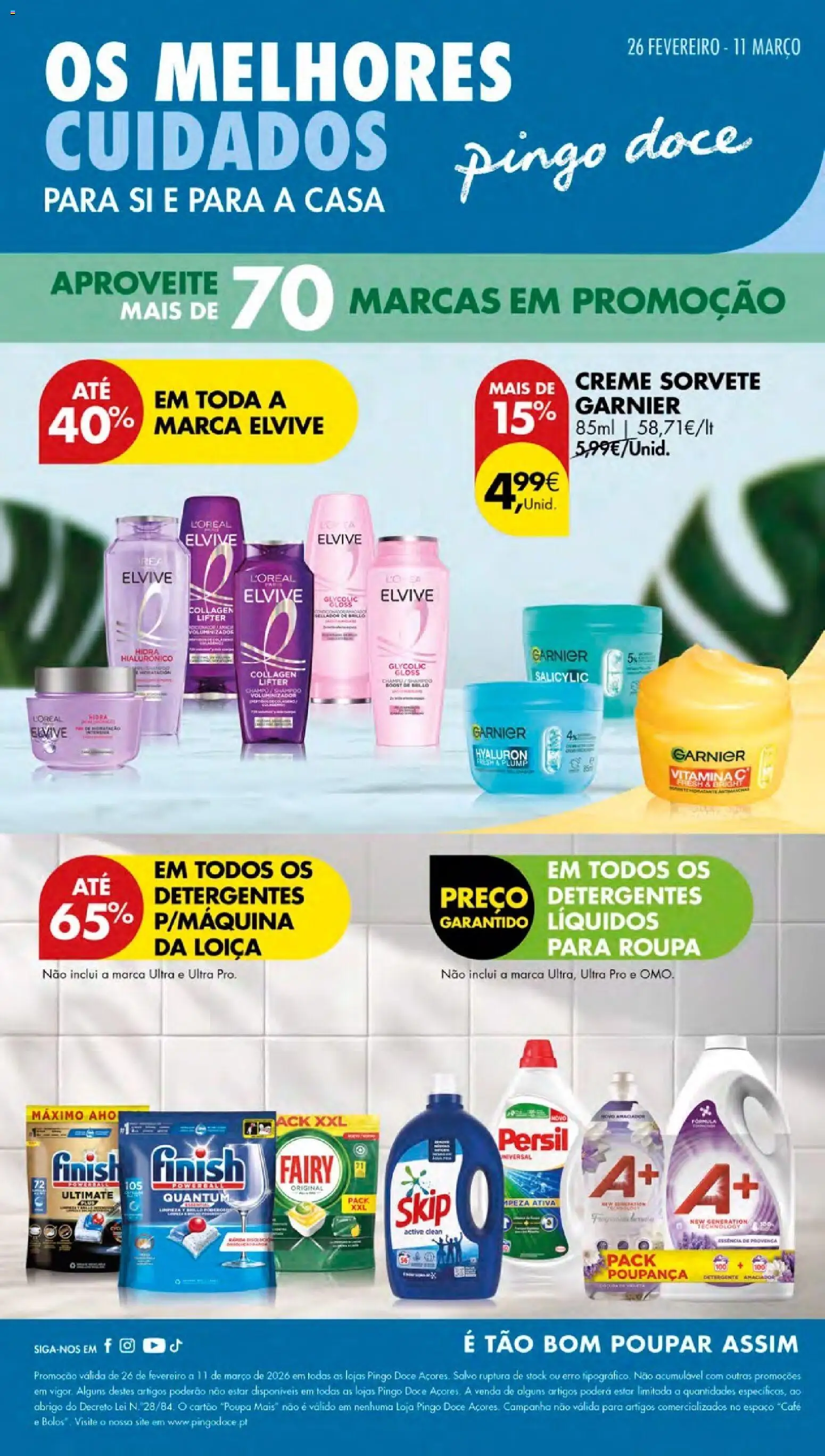 Pingo Doce - Cuidados Pessoais e para o Lar Açores │ válido de 26.02.2026 | Página: 1 | Produtos: Detergente, Persil, Creme, Sorvete