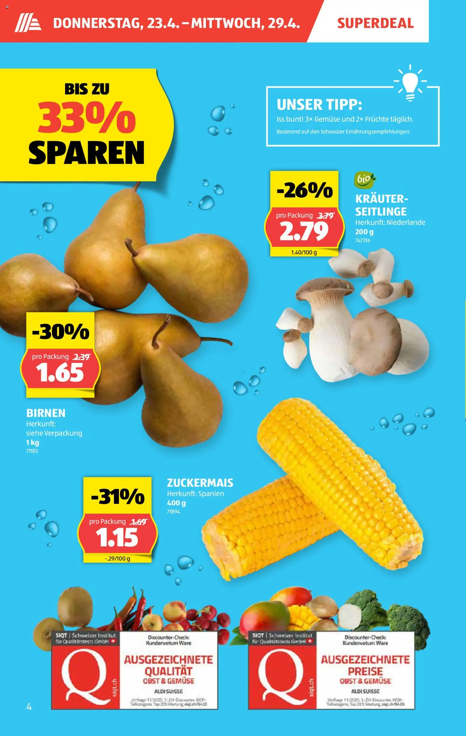 Aldi aktionen – gültig ab 23.04.2026 | Seite: 4 | Produkte: Gemüse, Früchte