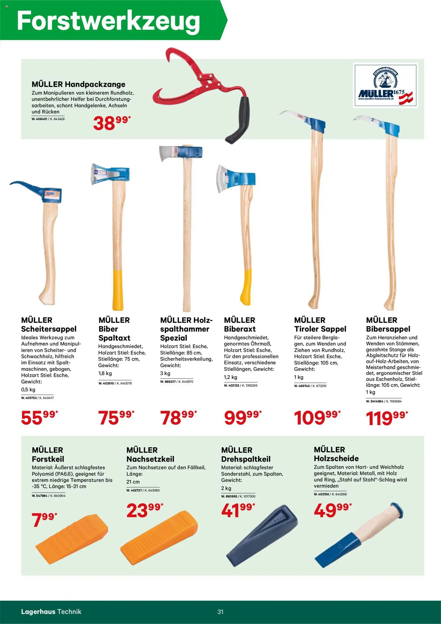 Lagerhaus  Forstkatalog gültig ab 05.11.2025 | Seite: 31 | Produkte: Gewicht