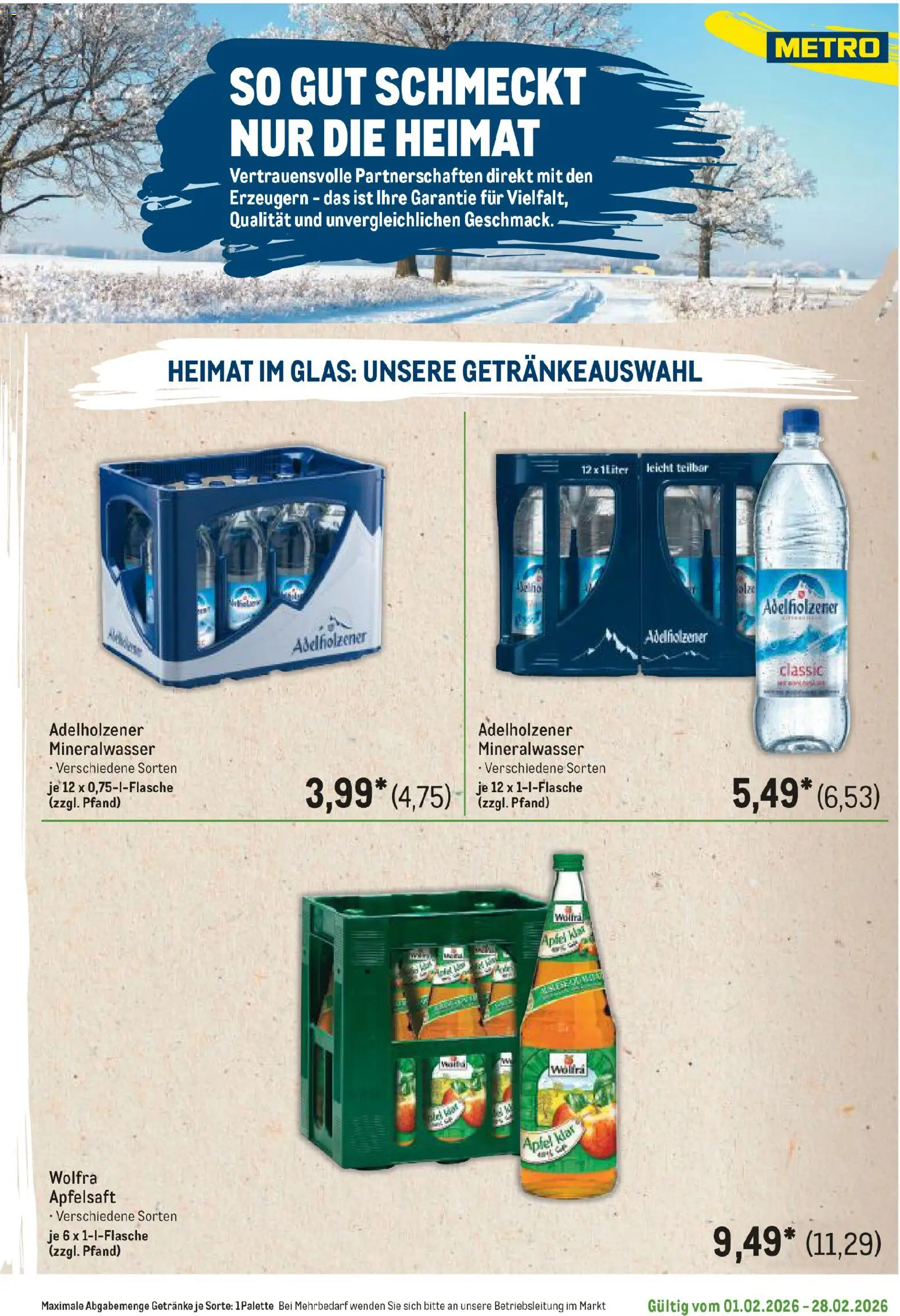Metro Regionaler Flyer – gültig ab 01.02.2026 | Seite: 87 | Produkte: Adelholzener, Äpfel, Apfelsaft, Mineralwasser