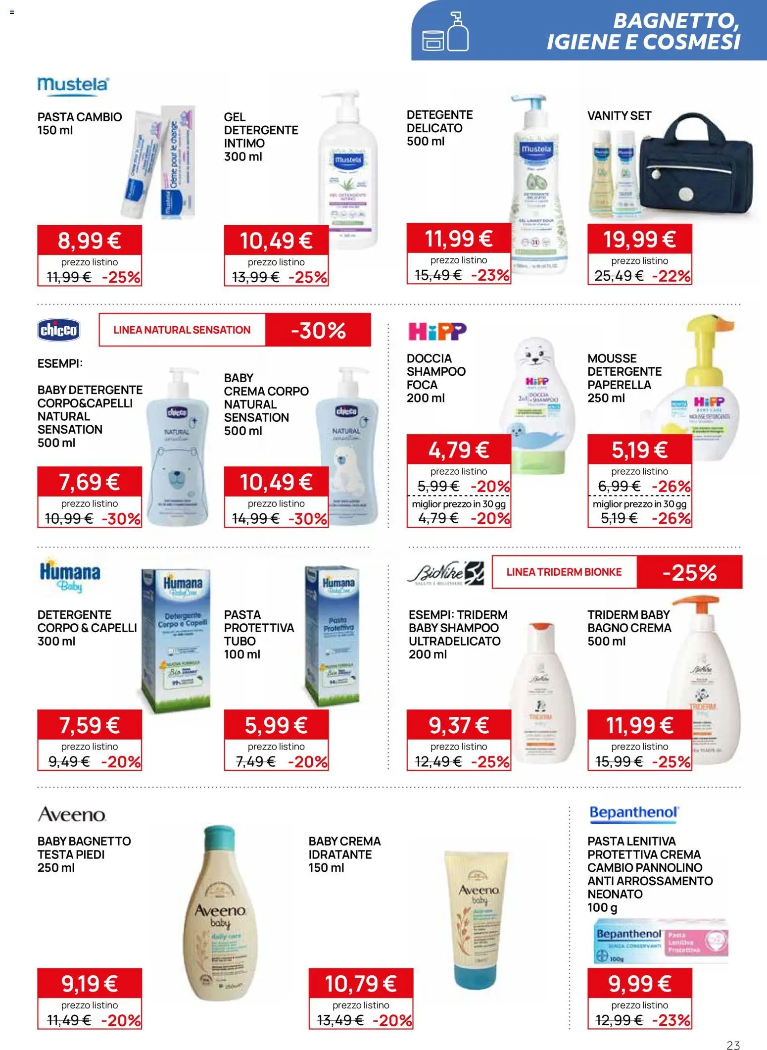 Volantino Prenatal del 17.04.2026 | Pagina: 23 | Prodotti: Shampoo, Detergente, Pasta, Bagnetto