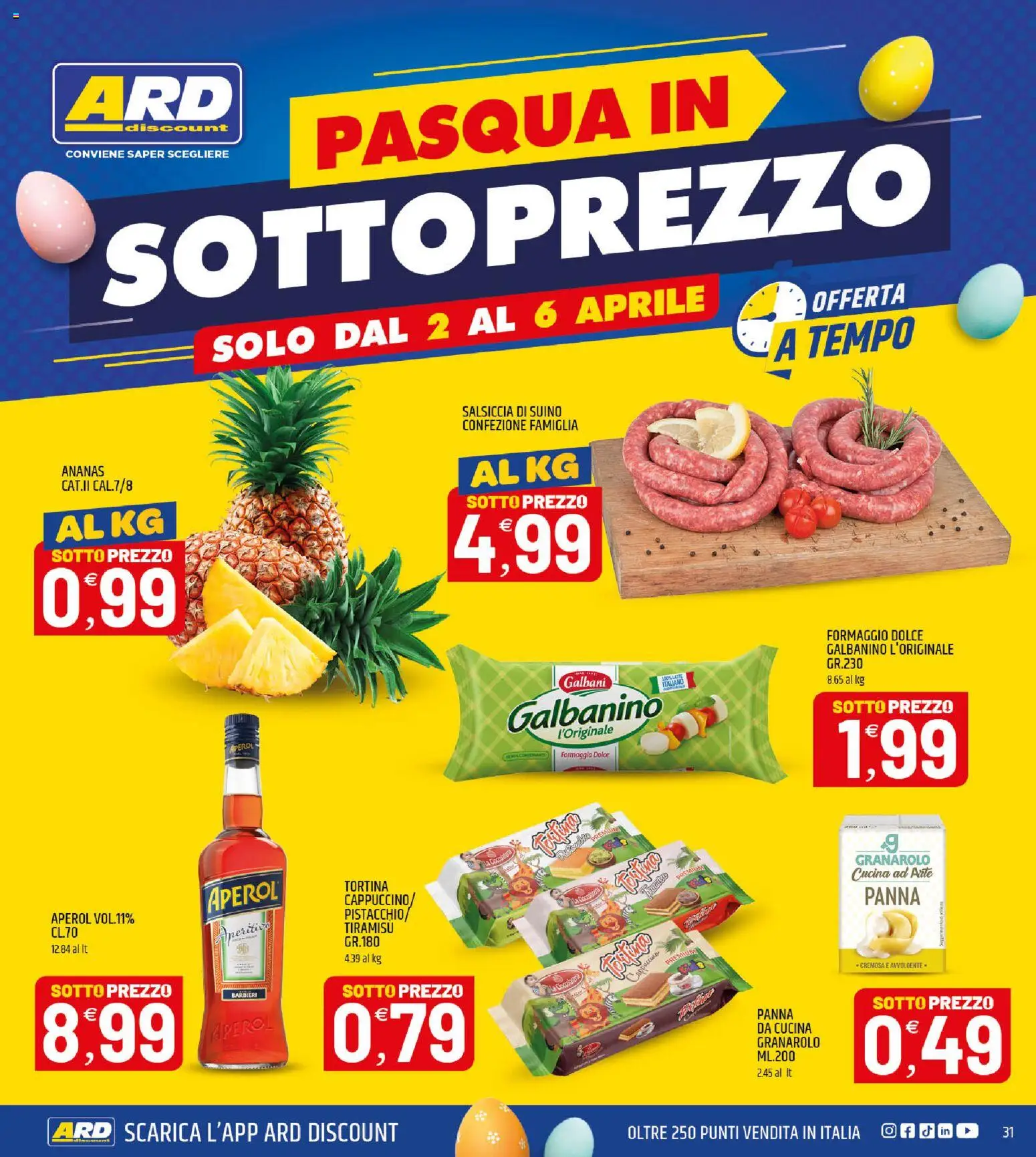 Volantino ARD Discount del 24.03.2026 | Pagina: 31 | Prodotti: Panna, Formaggio, Salsiccia, Aperitivo