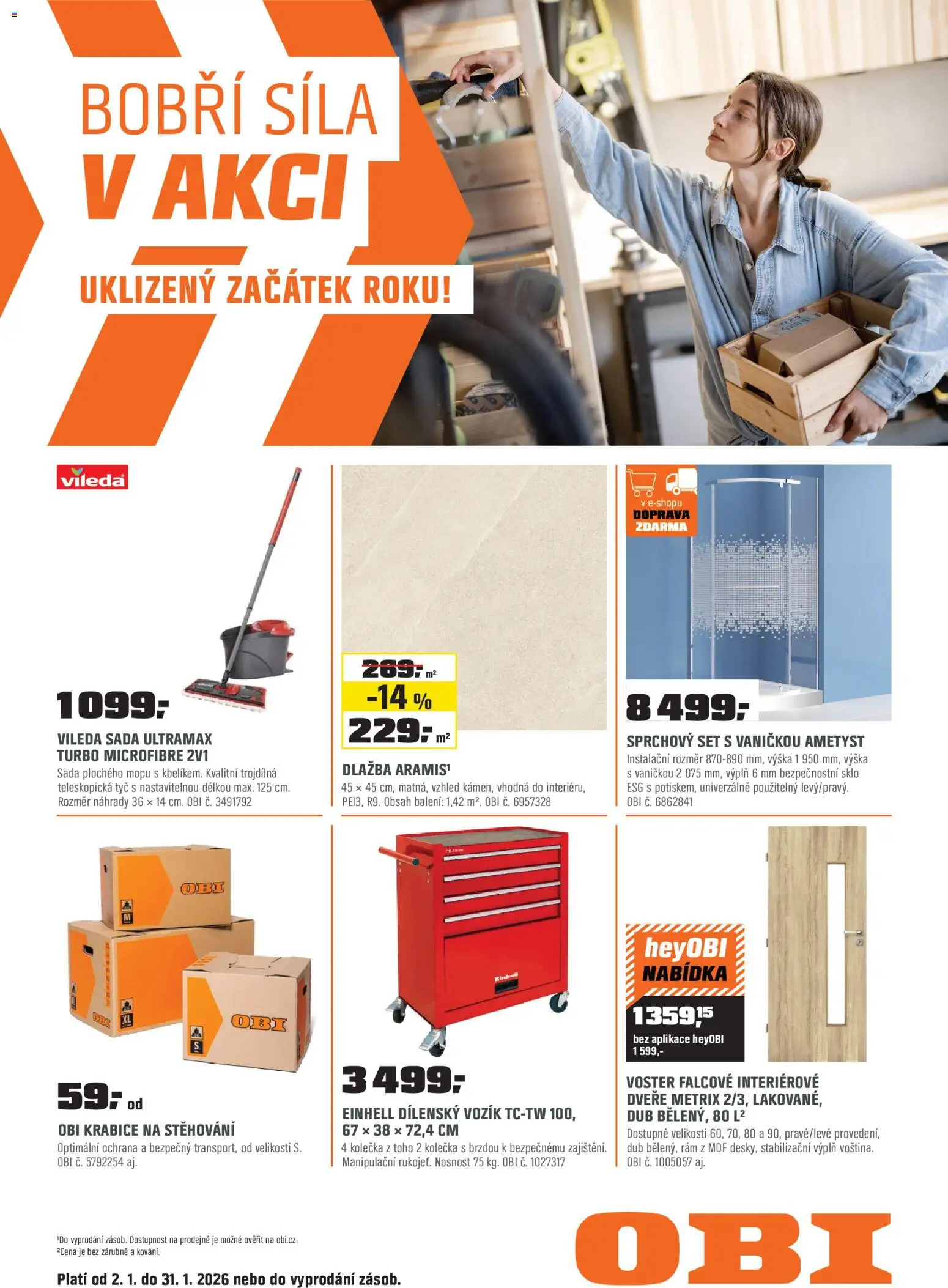 OBI leták od 01.01.2026 | Strana: 1 | Produkty: Dlažba, Krabice