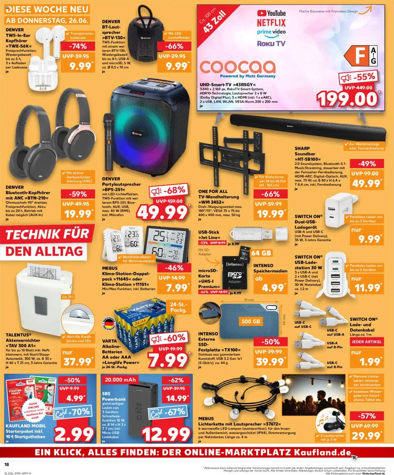 Kaufland Prospekt 	 - gültig ab dem 26.06.2025 | Seite: 18 | Produkte: Aktenvernichter, Ladekabel, Ladegerät, Powerbank