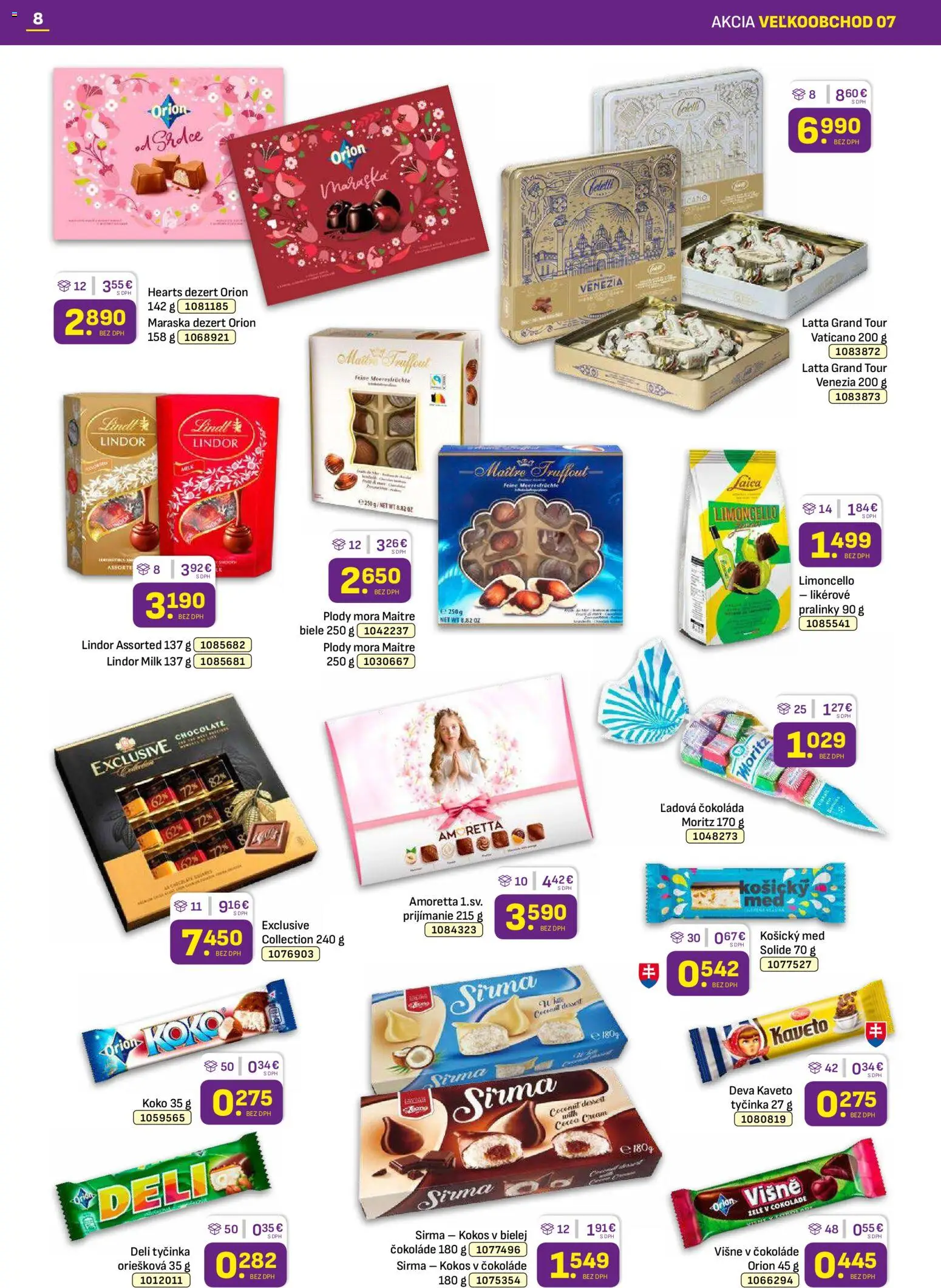 Nové Libex akcie – leták je platný od 07.04.2026 | Strana: 8 | Produkty: Lindor, Lindt, Čokoláda, Višne