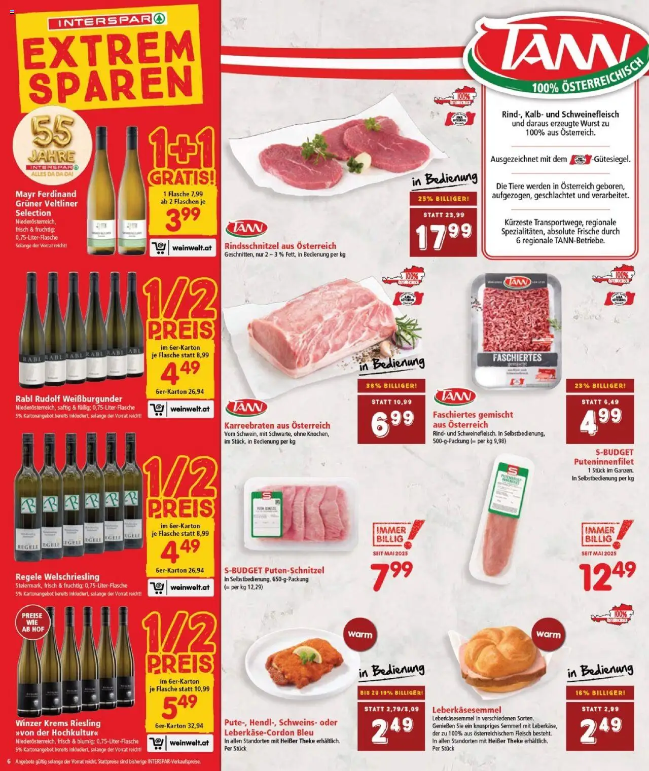 Interspar Flugblatt - Burgenland gültig ab 14.08.2025 | Seite: 6 | Produkte: Wurst, Schweinefleisch