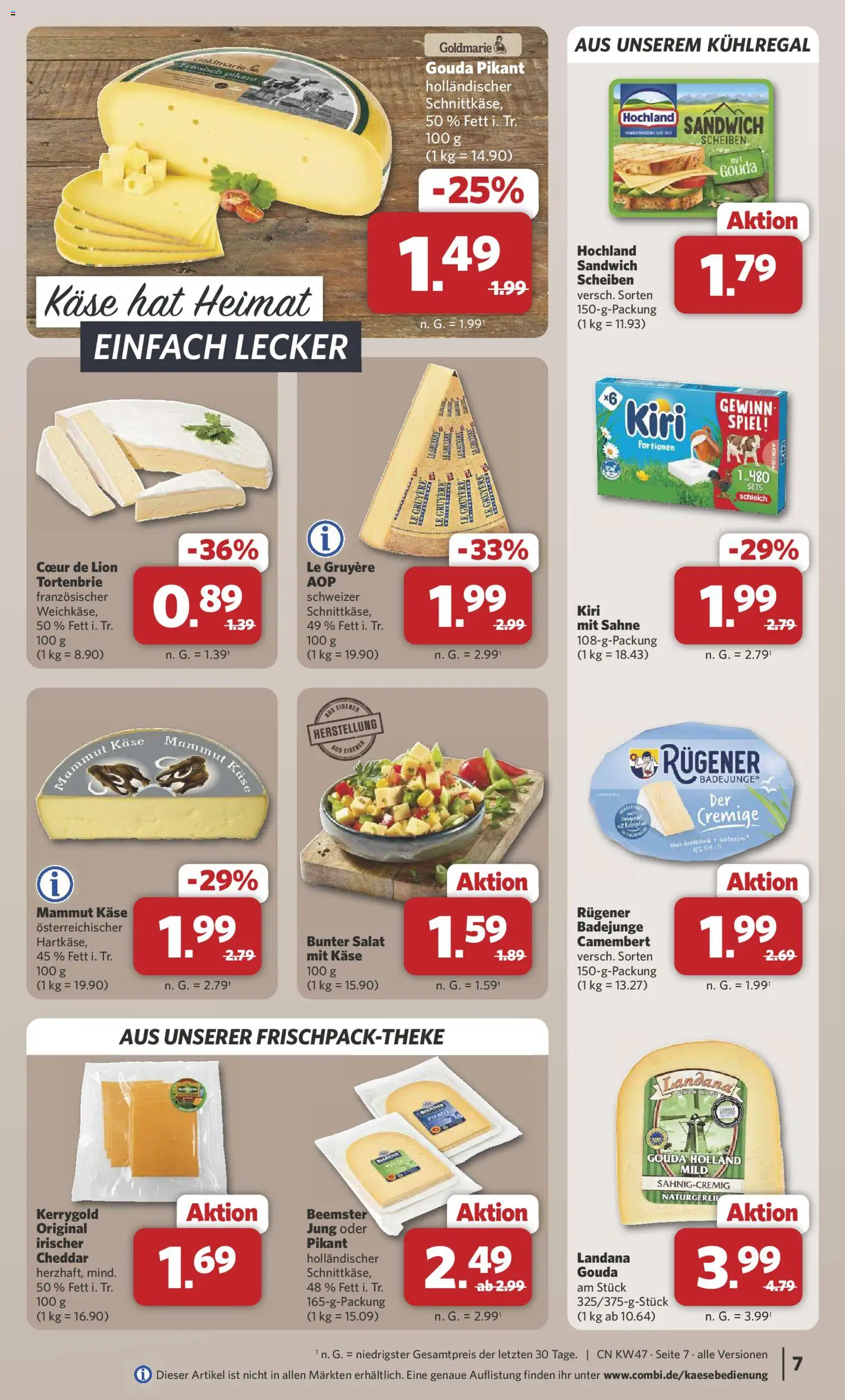 Combi Prospekt 	 – gültig ab 17.11.2025 | Seite: 7 | Produkte: Käse, Gouda, Sahne, Salat