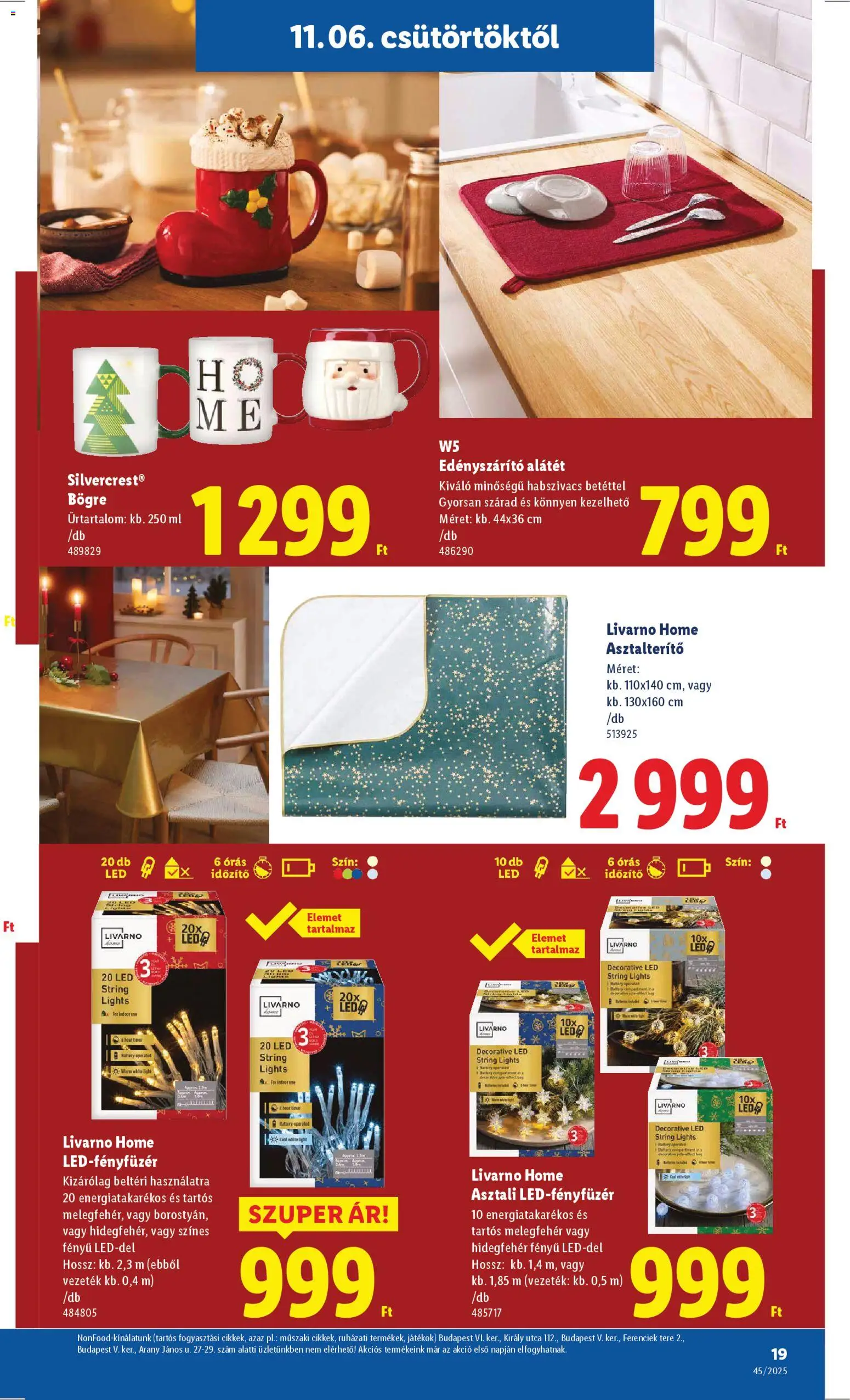 Lidl akciós ujság - amely érvényes a következő dátumtól: 06.11.2025 | Oldal: 19 | Termékek: Edényszárító, Játékok, Bögre, Asztalterítő
