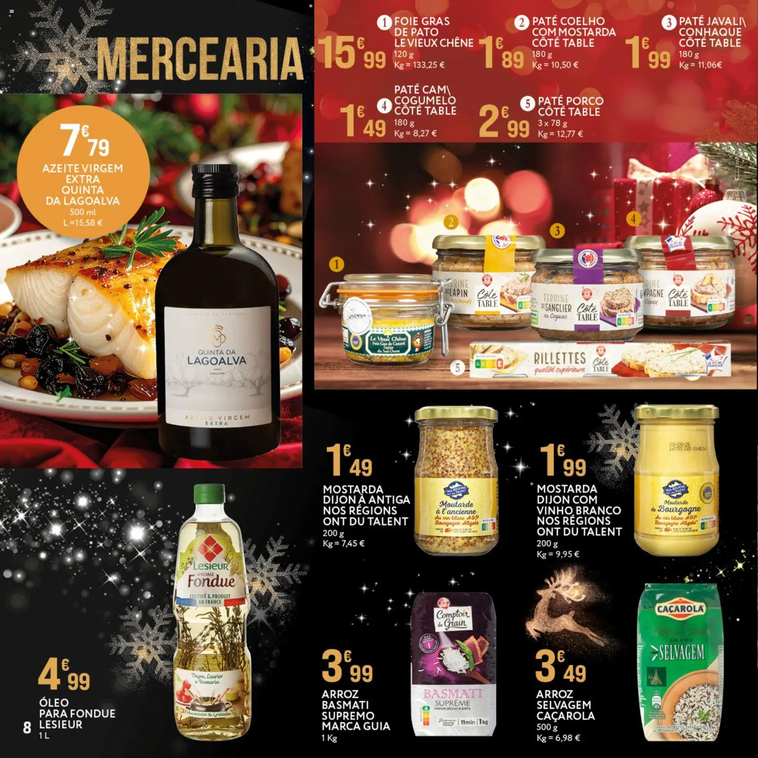 E.Leclerc - Folheto Gourmet Caldas da Rainha │ válido de 16.12.2025 | Página: 8 | Produtos: Arroz basmati, Óleo, Vinho, Coelho