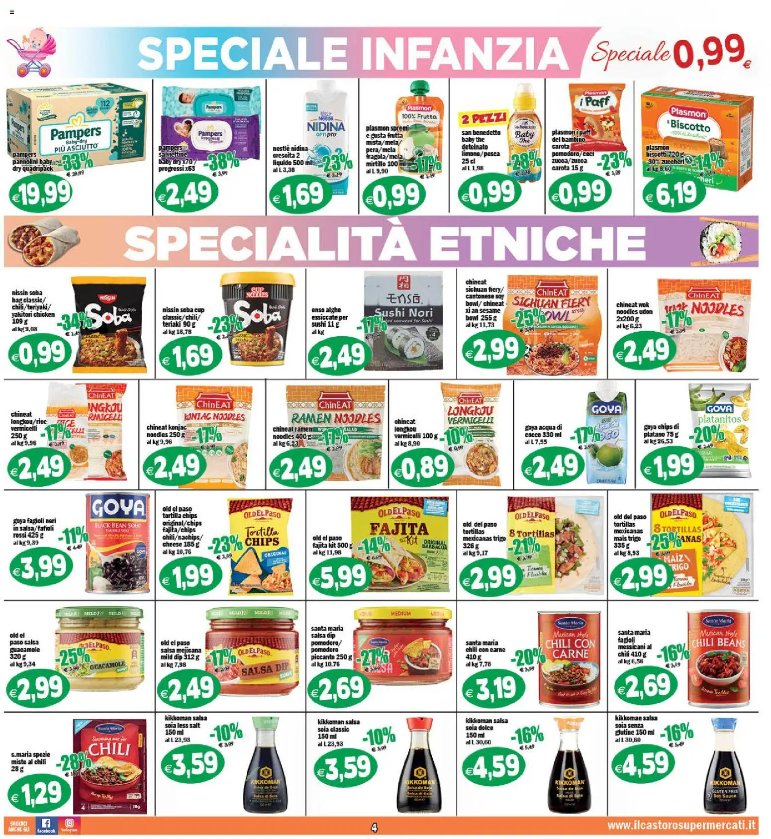 Volantino Il Castoro del 16.01.2026 | Pagina: 4 | Prodotti: Pannolini, Frutta, Pomodoro, The