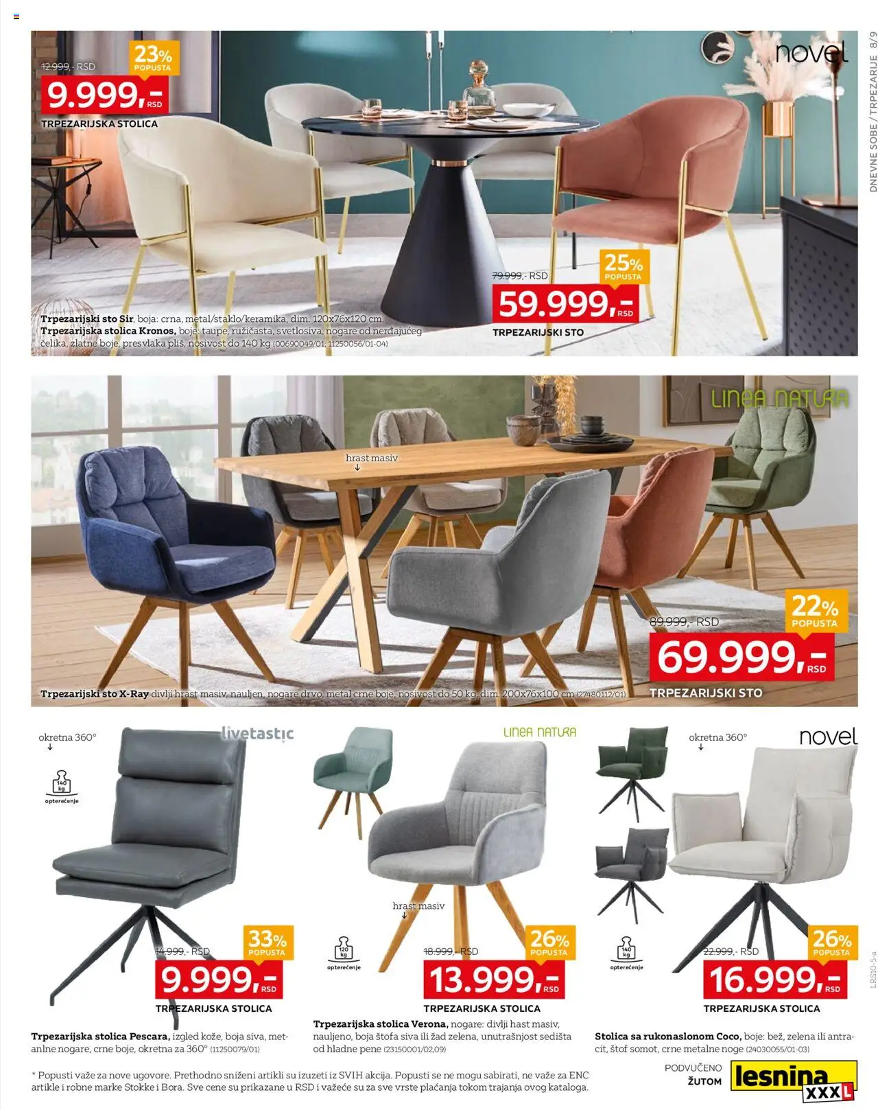 Lesnina XXXL katalog - važi od 29.09.2025 | Strana: 9 | Proizvode: Sto, Stolica, Trpezarijski sto
