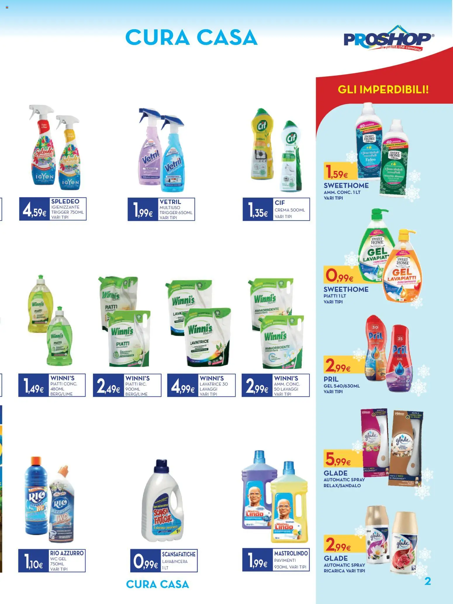 Volantino Proshop del 22.01.2026 | Pagina: 3 | Prodotti: Crema, Ammorbidente, Lavatrice, WC