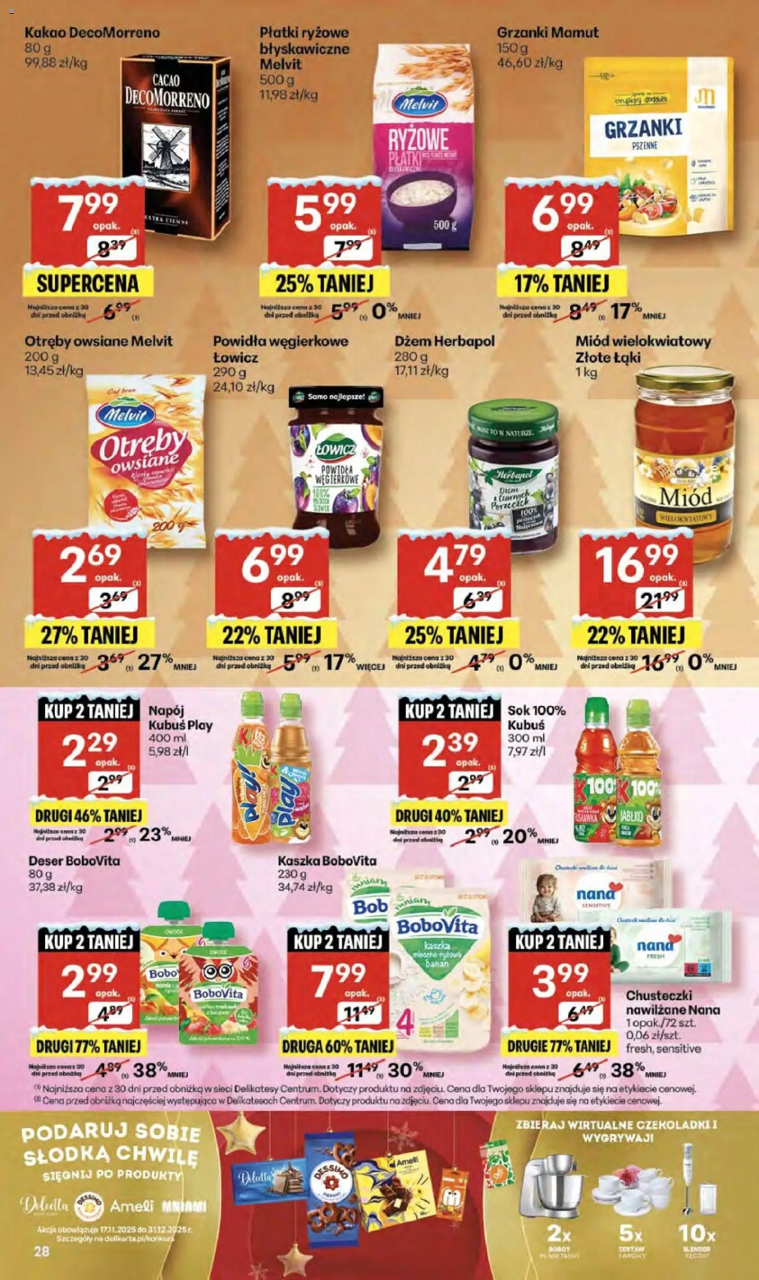 Delikatesy Centrum Gazetka - Sklepy Własne od 18.12.2025 | Strona: 28 | Produkty: Miód, Płatki ryżowe, Delikatesy, Dżem
