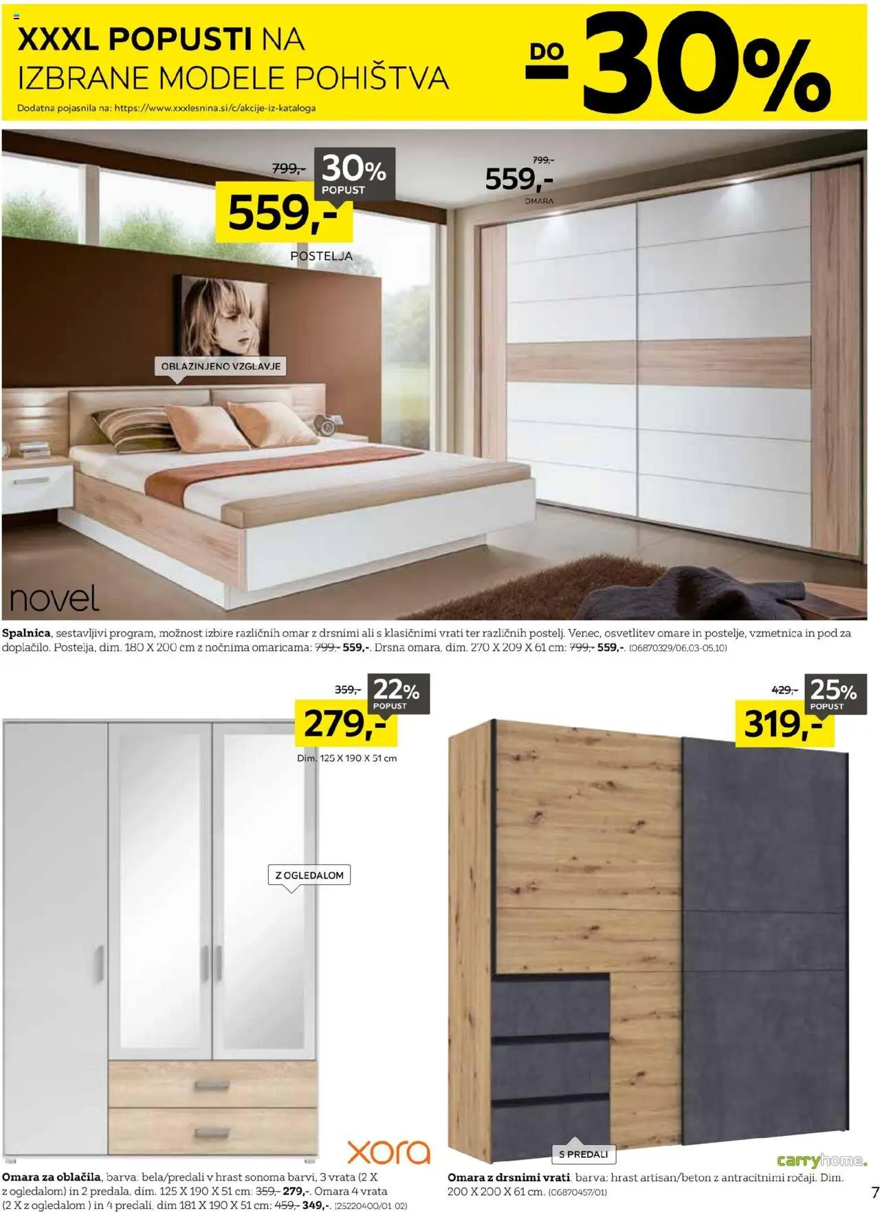 Novi XXXL Lesnina katalog ponudbe – veljaven od 30.09.2025 | Stran: 7 | Izdelki: Postelja, Vzmetnica, Barva, Vrata