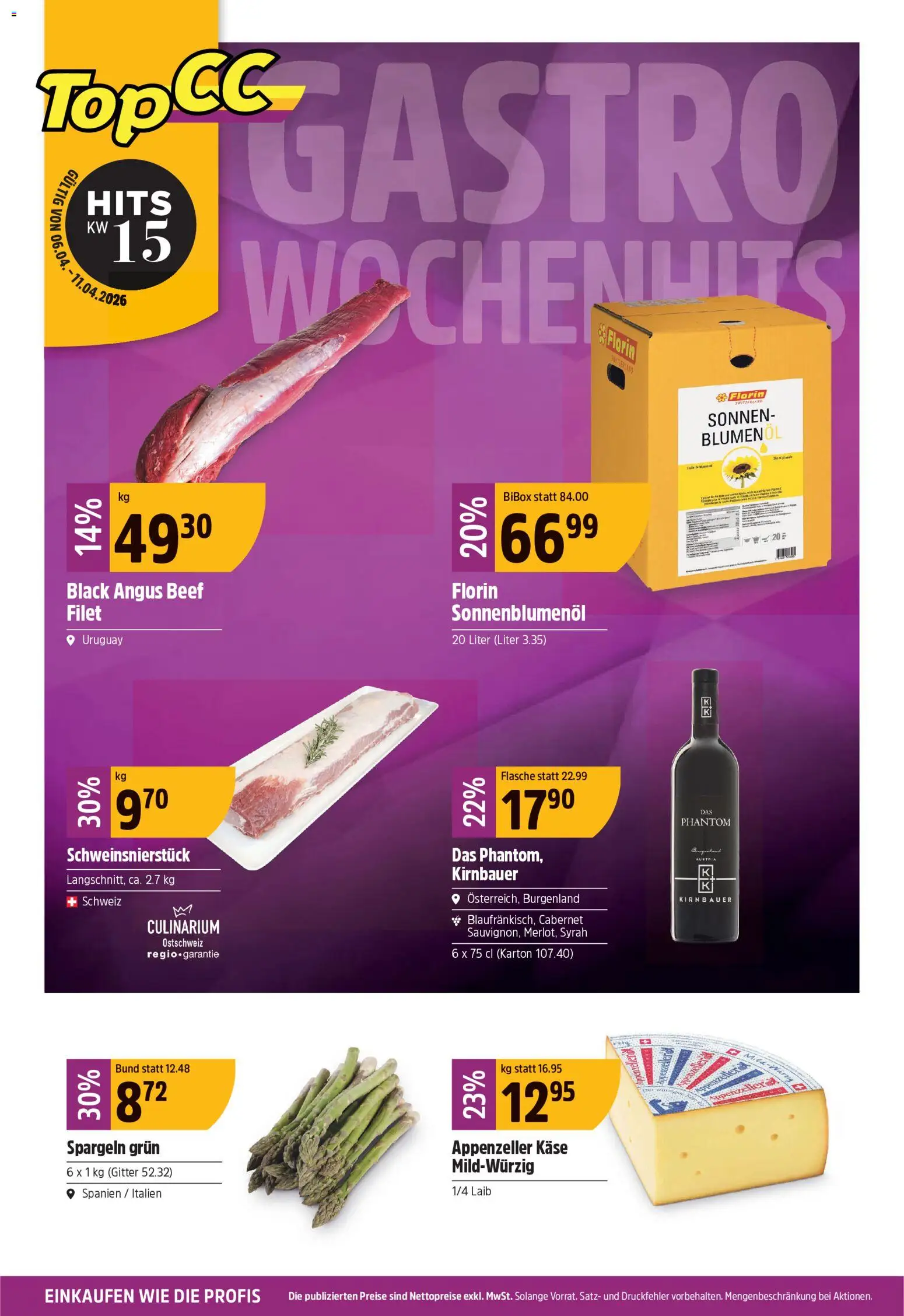 TopCC aktionen – gültig ab 06.04.2026 | Seite: 1 | Produkte: Gitter, Käse