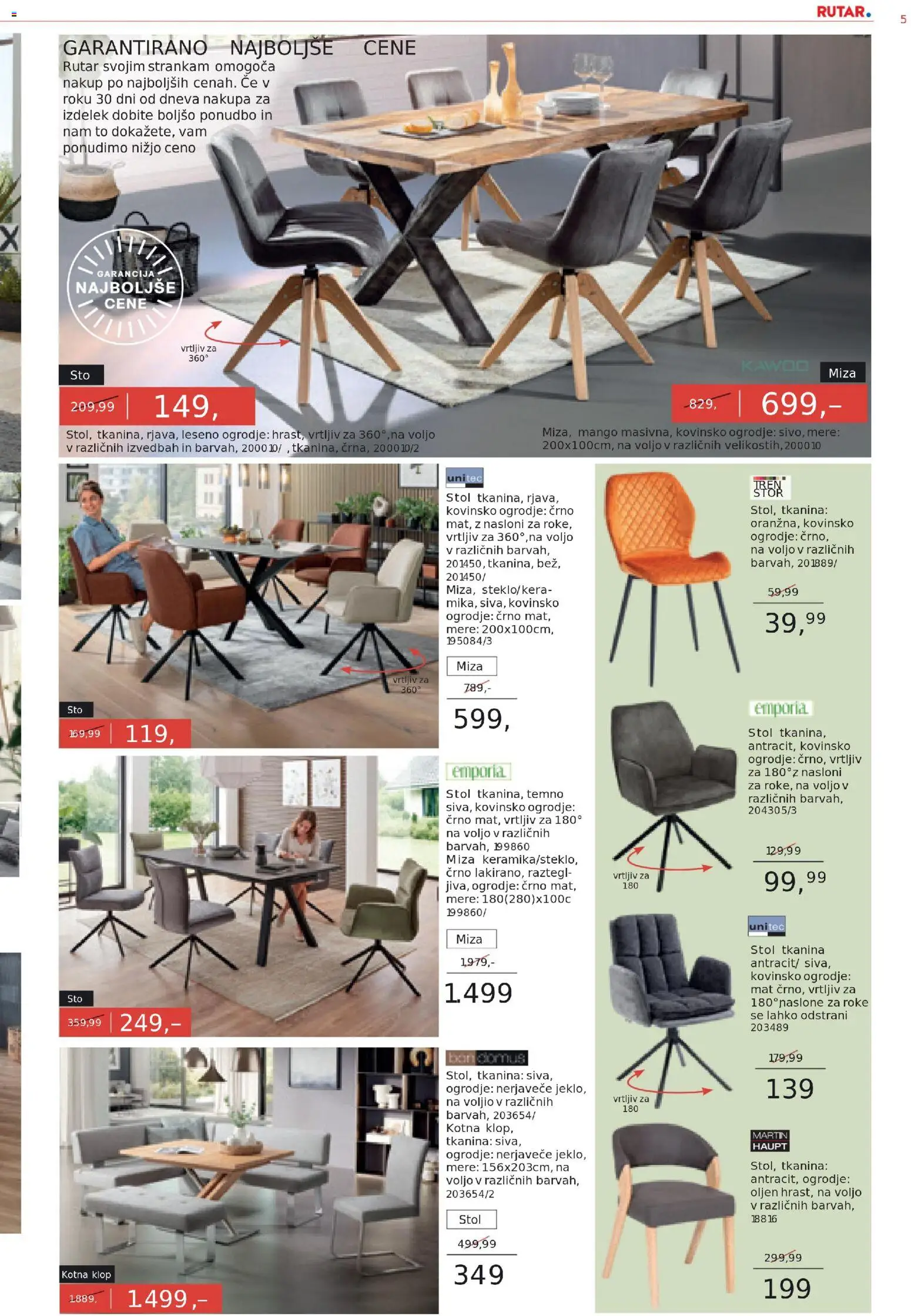 Novi Rutar katalog ponudbe – veljaven od 05.11.2025 | Stran: 4 | Izdelki: Miza, Stol, Mango