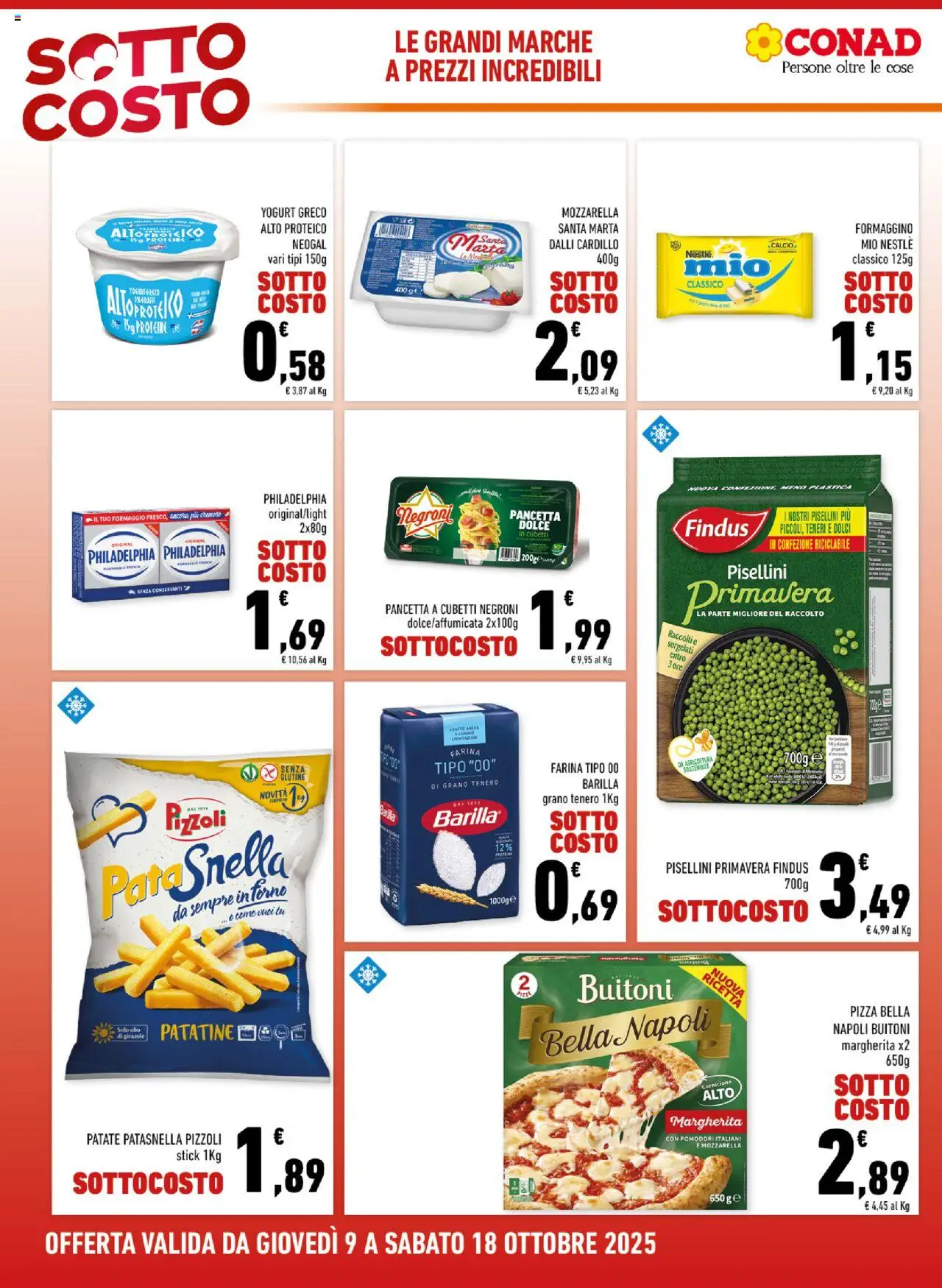 Volantino Conad del 09.10.2025 | Pagina: 2 | Prodotti: Yogurt greco, Pancetta, Formaggio, Forno