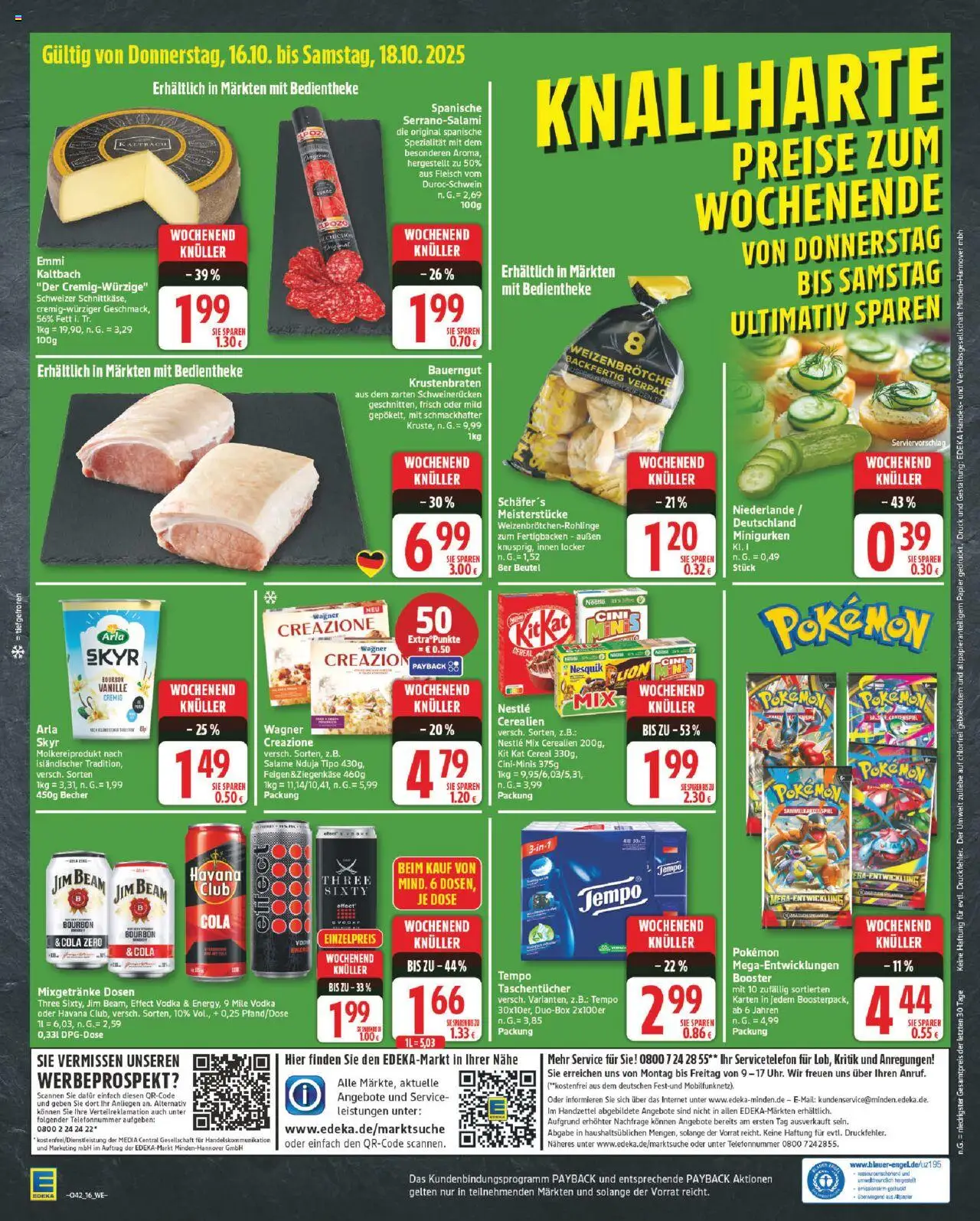 Edeka Prospekt 	 – gültig ab 13.10.2025 | Seite: 16 | Produkte: Jim beam, Nesquik, Krustenbraten, Bauerngut