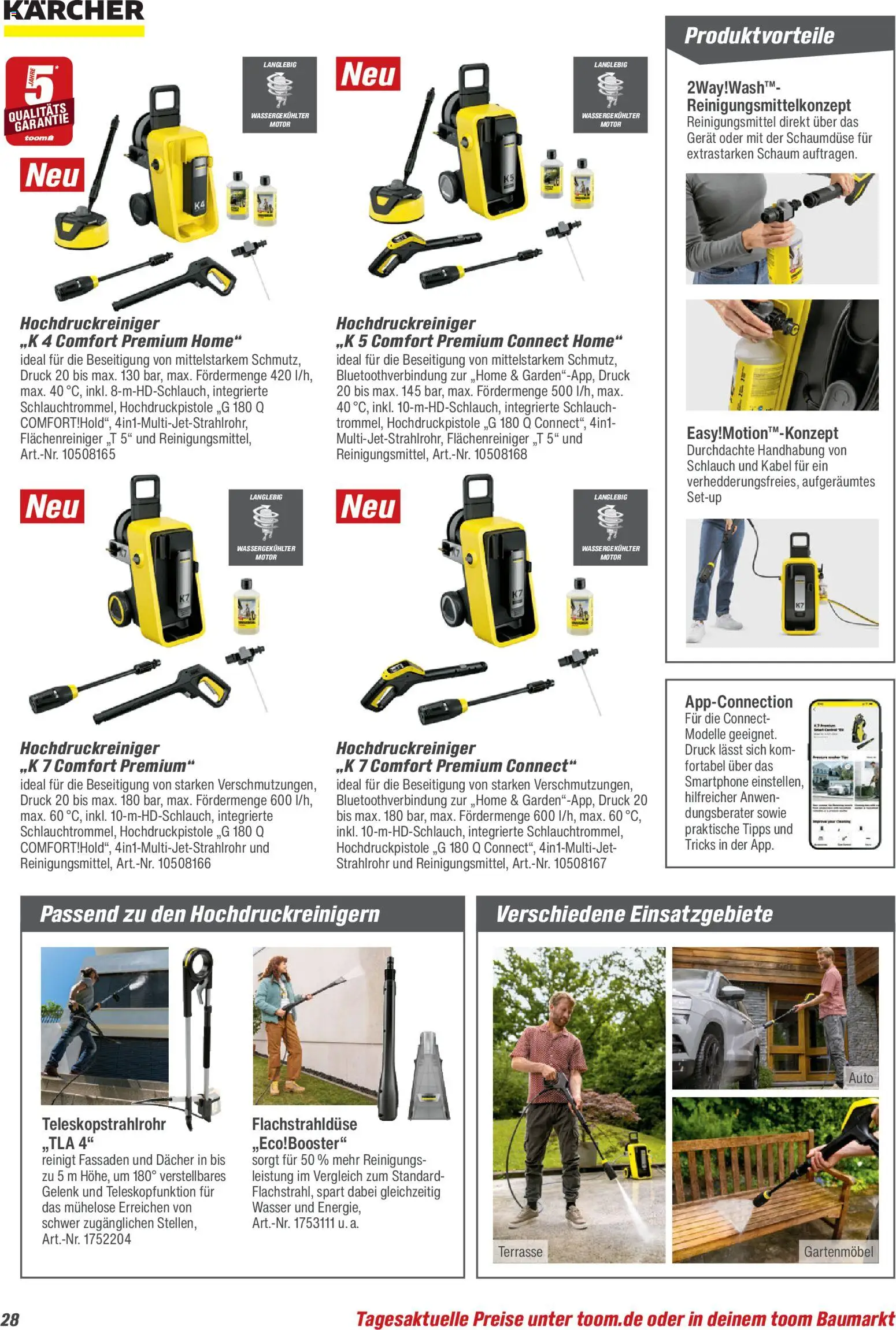 Toom Baumarkt Maschinen & Werkstatt 2026 – gültig ab 01.01.2026 | Seite: 28 | Produkte: Kabel, Wasser, Hochdruckreiniger, Smartphone