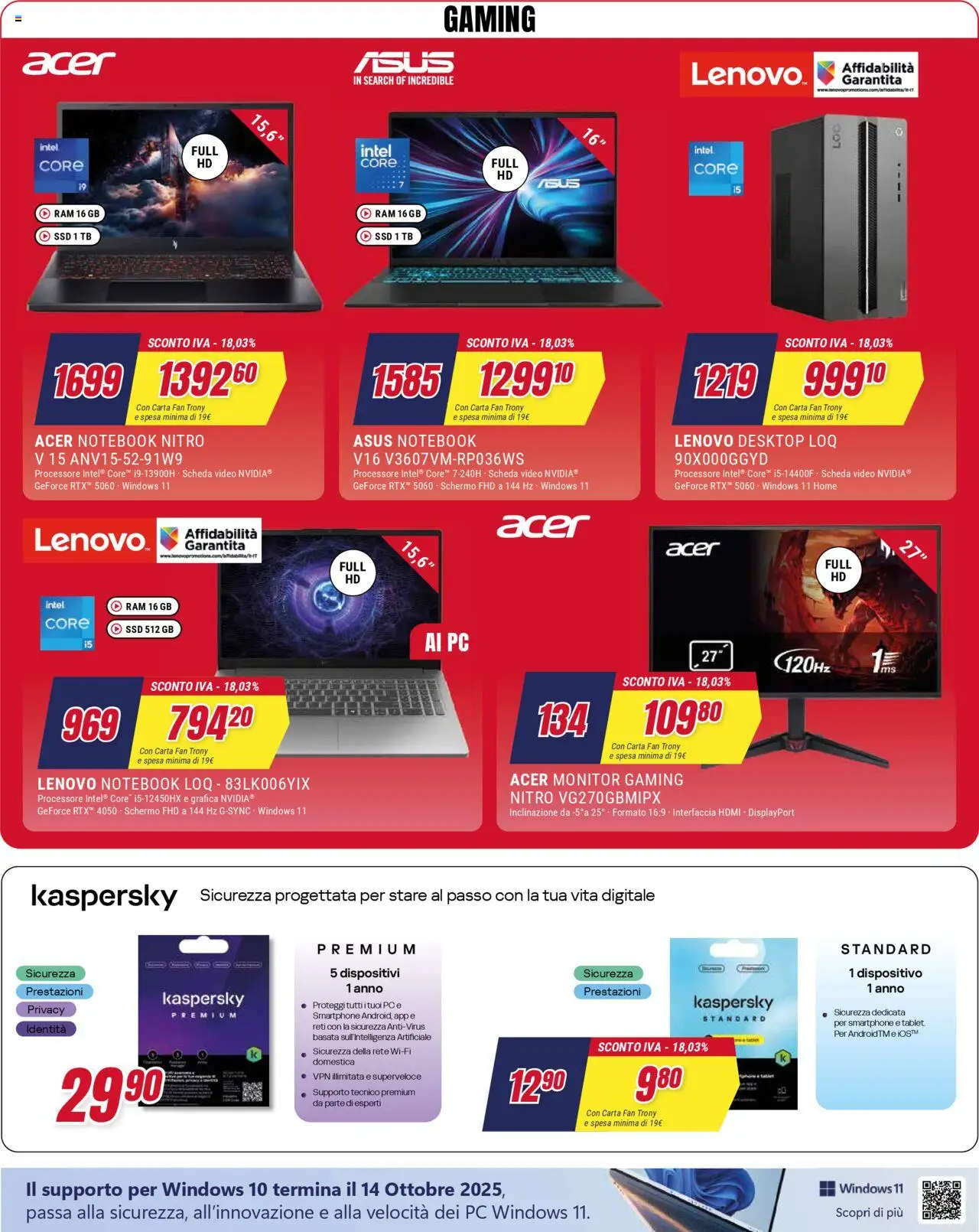 Volantino Trony del 02.10.2025 | Pagina: 34 | Prodotti: Monitor, Notebook, Tablet, Fan