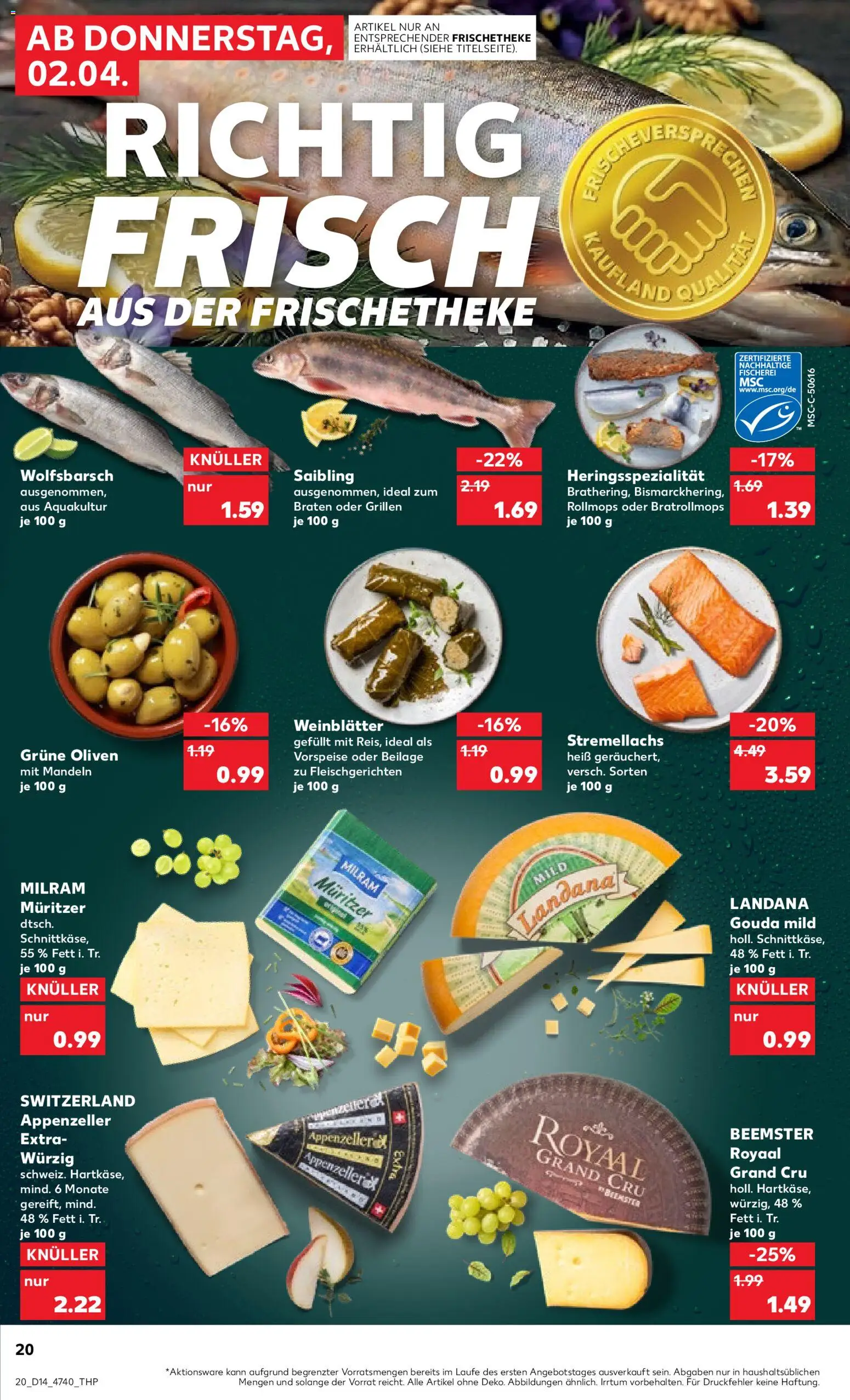 Kaufland Prospekt Hannover	 – gültig ab 02.04.2026 | Seite: 20 | Produkte: Gouda, Mandeln, Milram