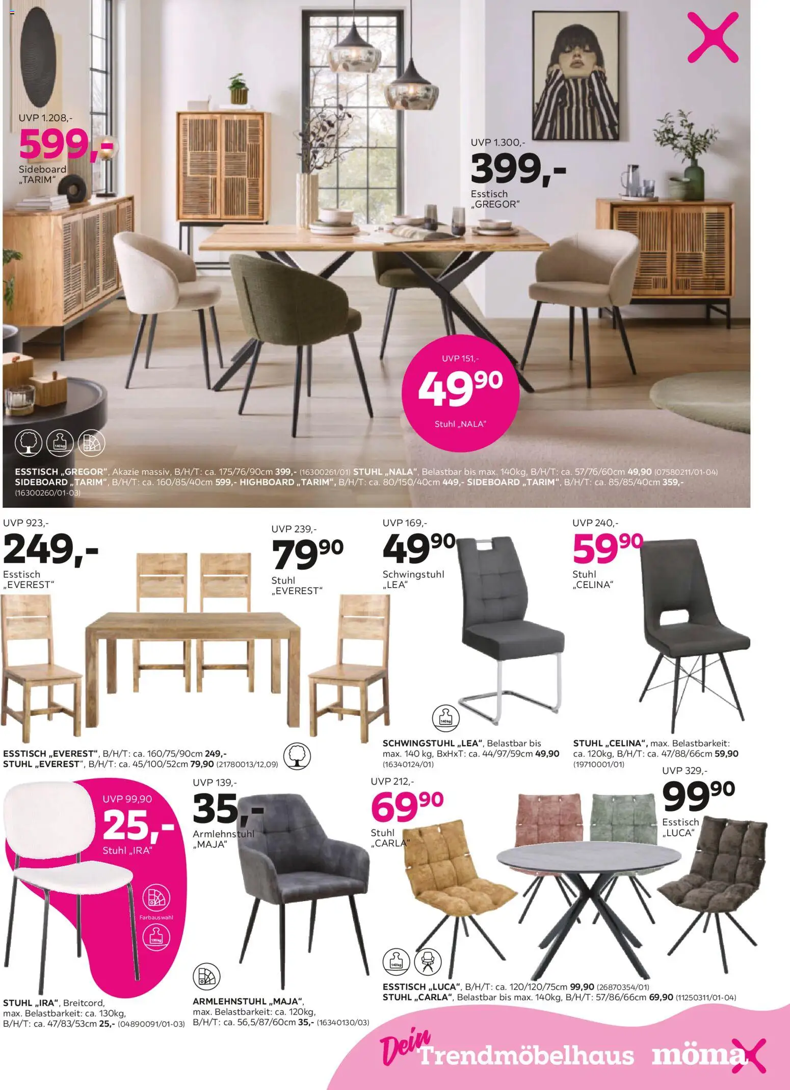 Mömax Prospekt 	 – gültig ab 16.03.2026 | Seite: 9 | Produkte: Sideboard, HIghboard, Esstisch, Stuhl