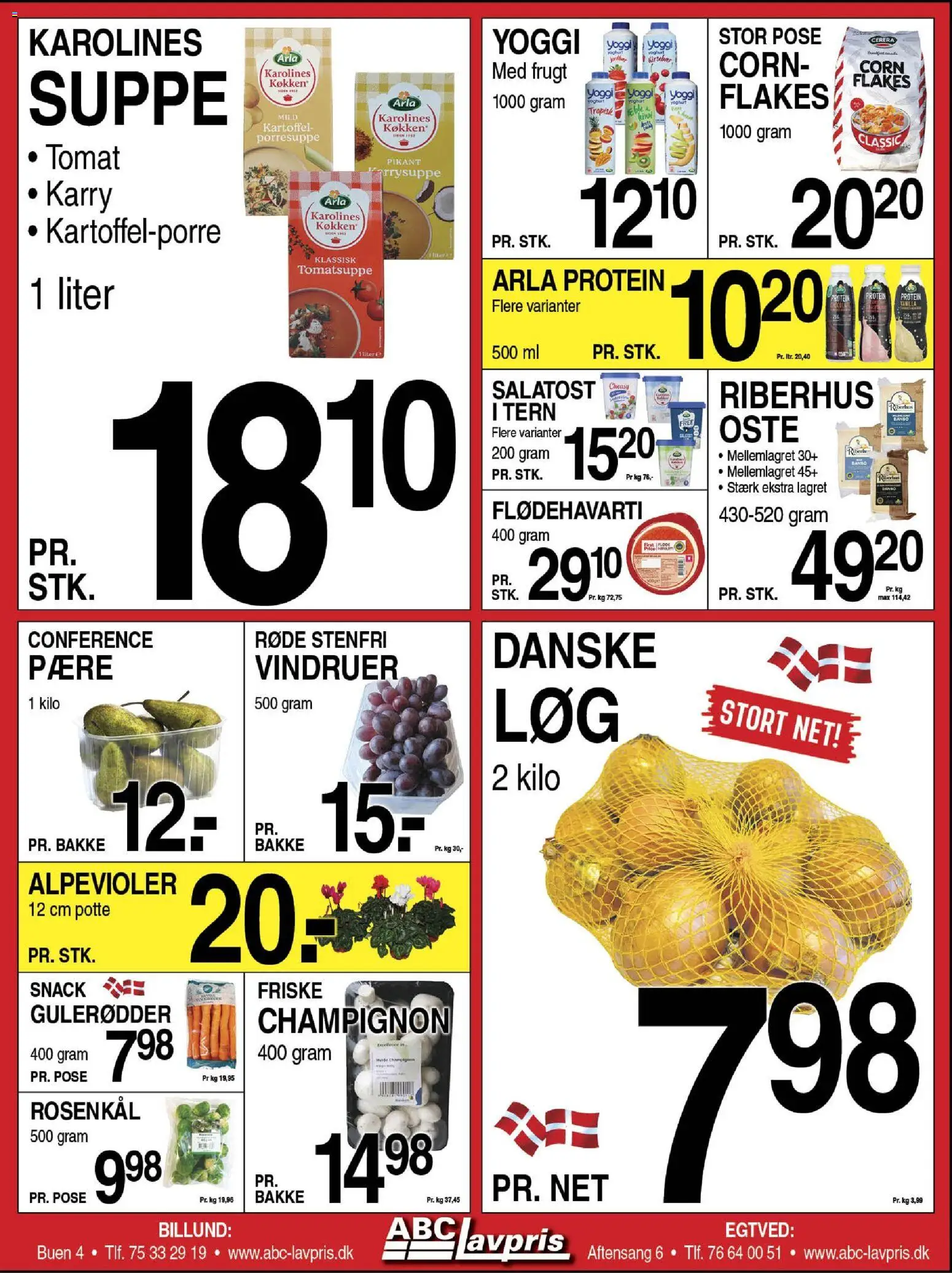 Abc Lavpris tilbudsavis – gyldig fra 22.10.2025 | Side: 3 | Produkter: Champignon, Yoghurt, Salatost, Vindruer