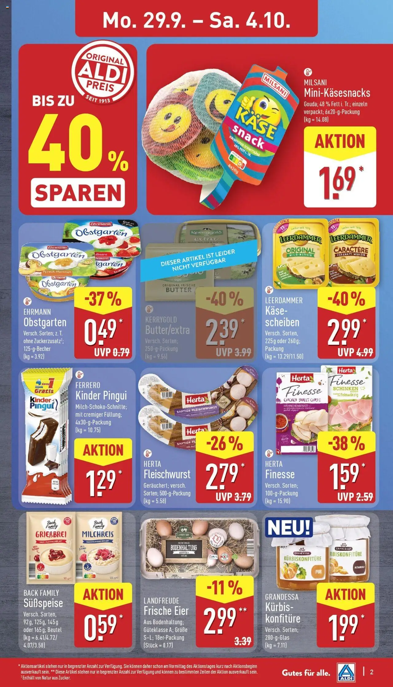 Aldi - ALDI Nord: Wochenangebote – gültig ab 28.09.2025 | Seite: 7 | Produkte: Herta fleischwurst, Butter, Rapsöl, Leerdammer