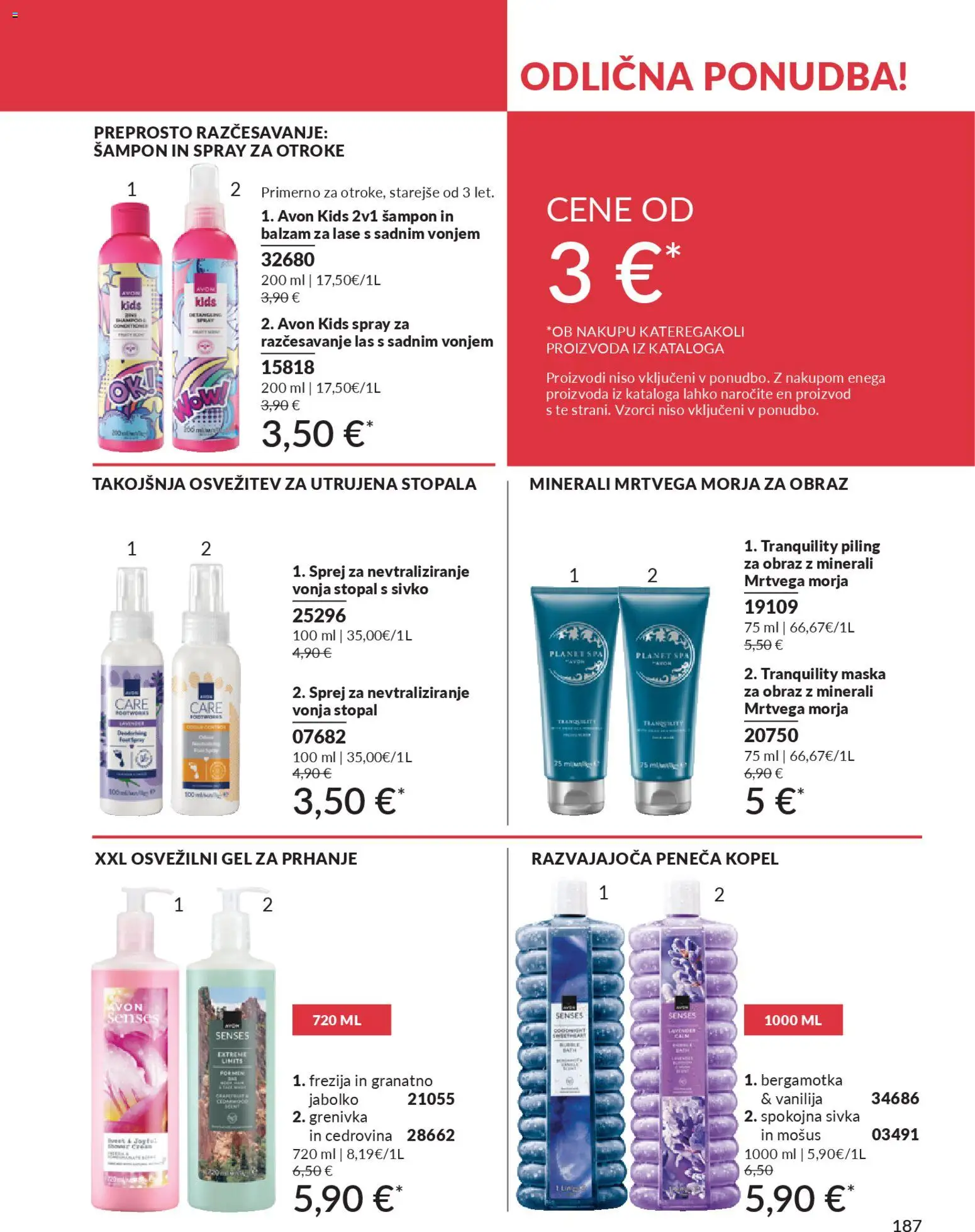 Novi Avon katalog ponudbe – veljaven od 29.12.2025 | Stran: 187 | Izdelki: Kopel, Gel za prhanje, Balzam za lase, Grenivka