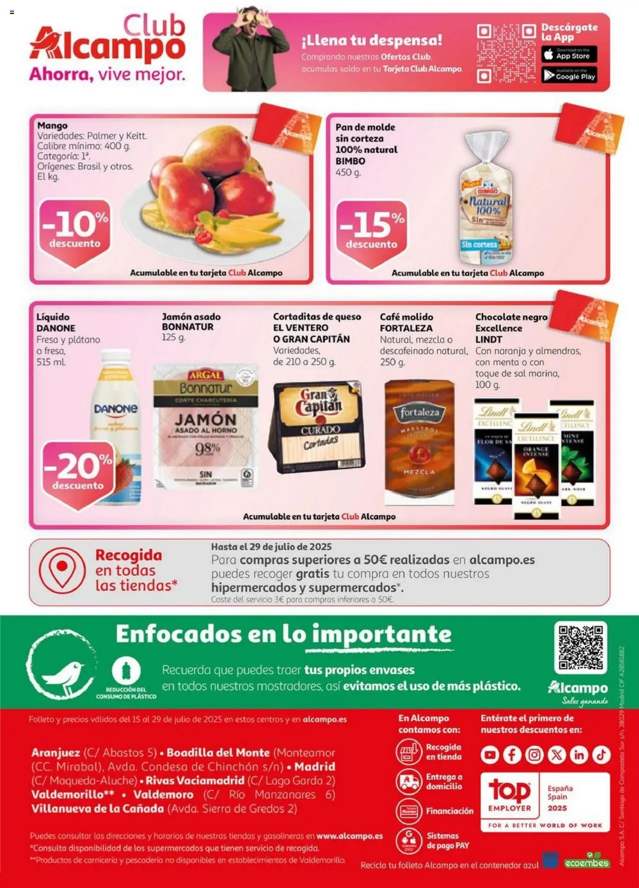 Alcampo - SM Madrid │ válido desde el 15.07.2025 | Página: 4 | Productos: Jamón, Café molido, Pan de molde, Ρούτερ