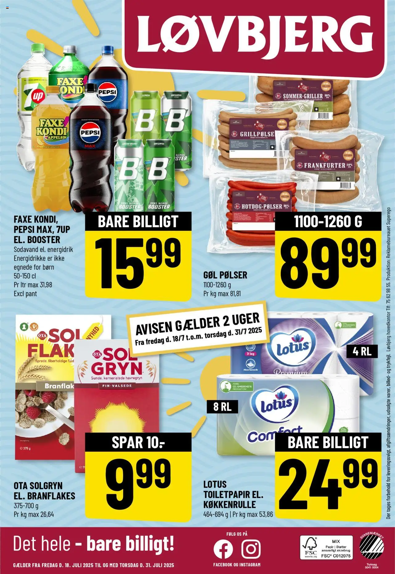 Løvbjerg Tilbudsavis gyldig fra 18.07.2025 | Side: 35 | Produkter: Pølser, Energidrikke, Faxe Kondi, Pepsi