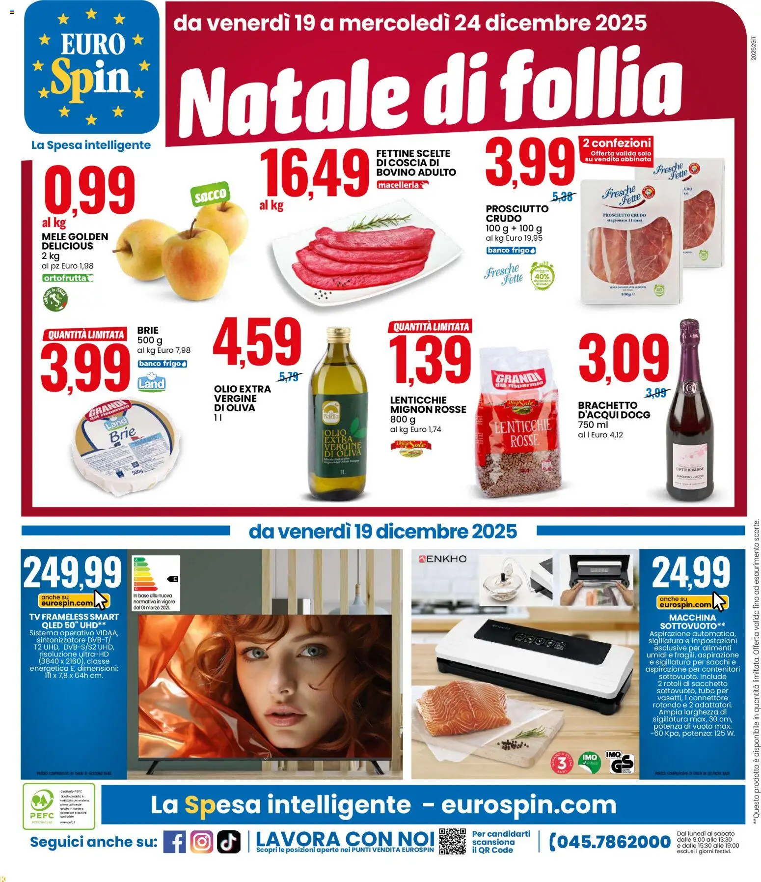 Volantino Eurospin del 11.12.2025 | Pagina: 22 | Prodotti: Mele, Prosciutto, TV, Connettore