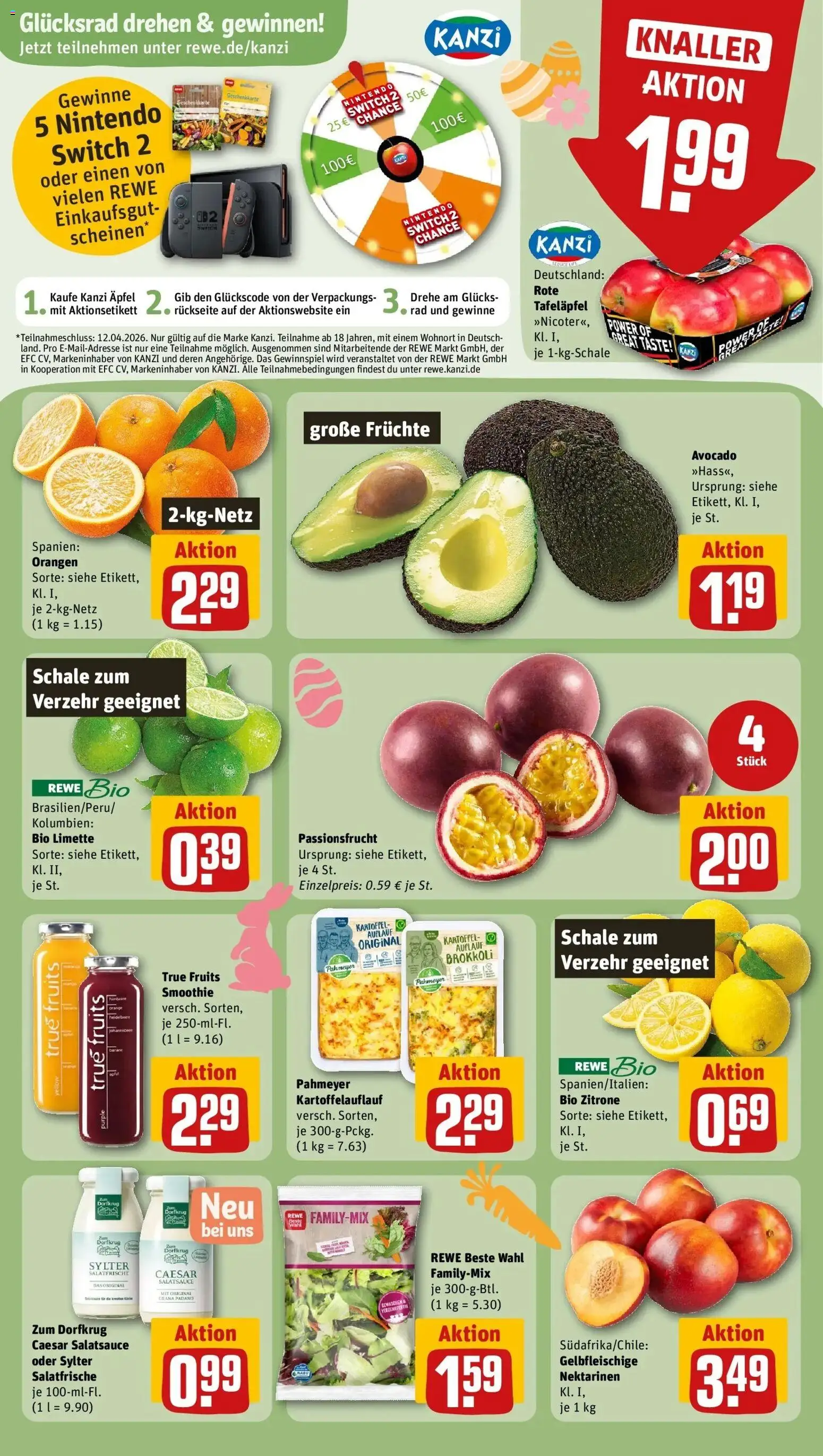 Rewe Prospekt Bochum	 – gültig ab 23.03.2026 | Seite: 4 | Produkte: Nektarinen, Äpfel, Avocado, Limette