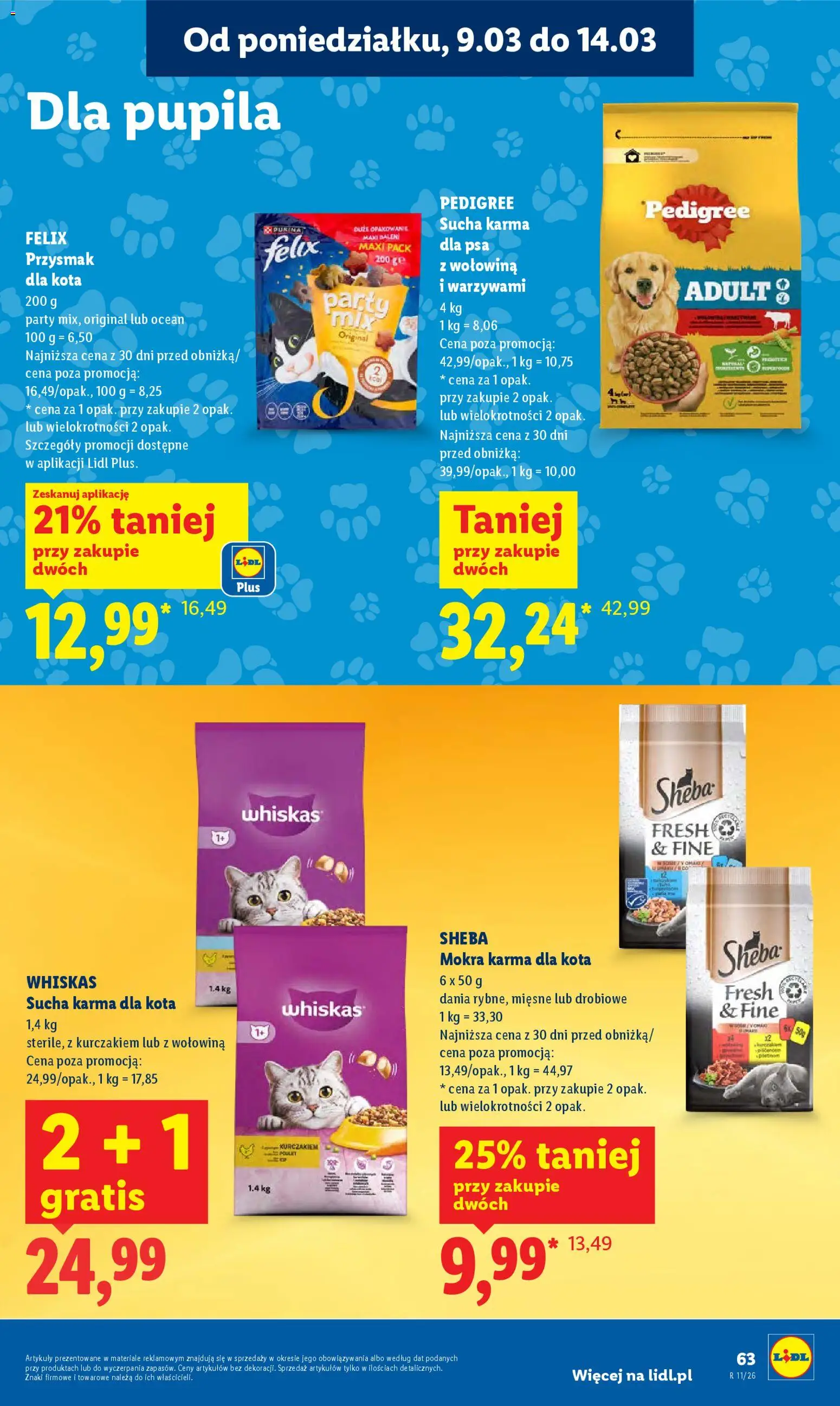 Lidl gazetka od 09.03.2026 | Strona: 63 | Produkty: Pedigree, Karma dla psa pedigree, Karma dla psa, Wołowina